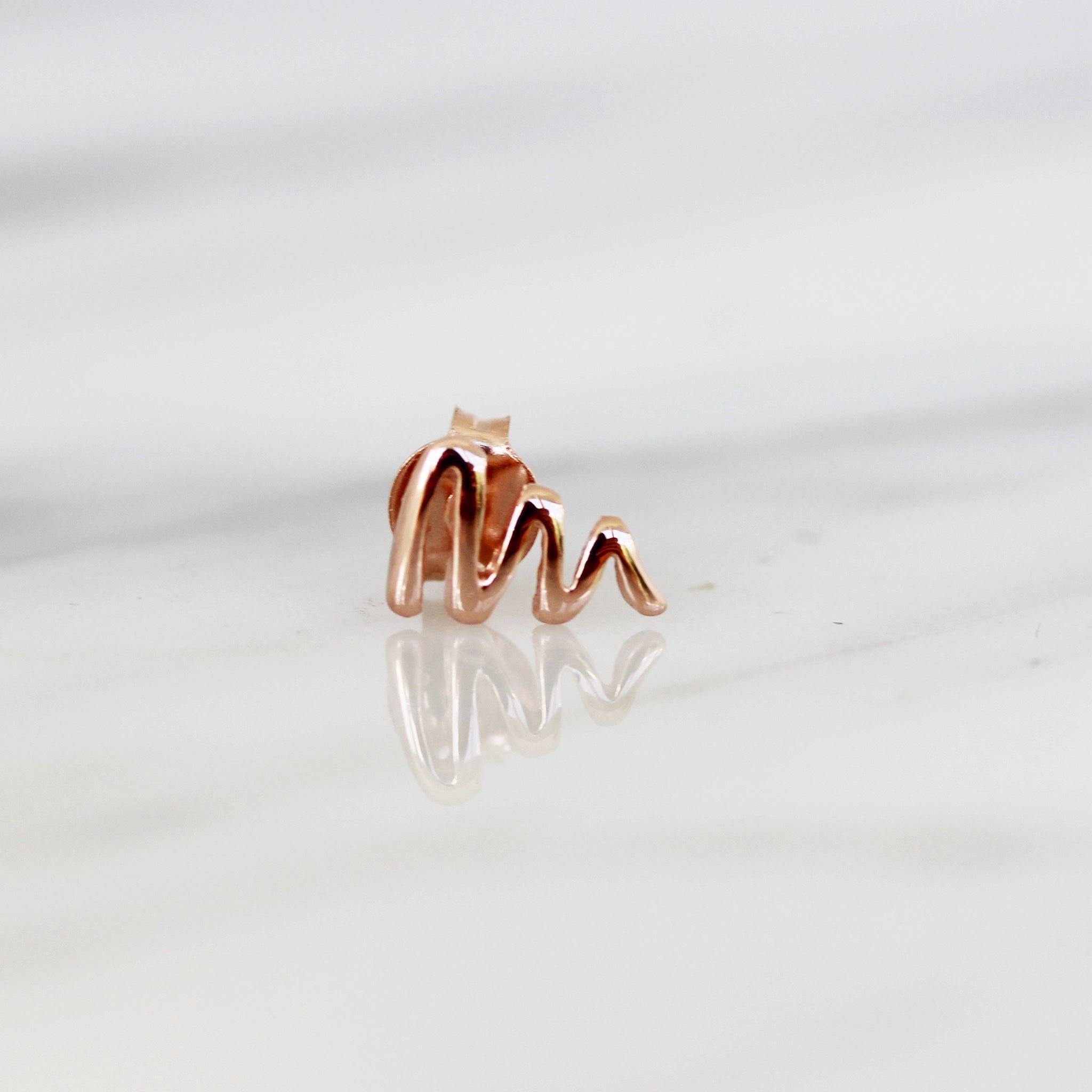 Sterling Silver Rose Gold Plated Heartbeat Heart Beat Sqiggle Stud Earrings - STERLING SILVER DESIGNS