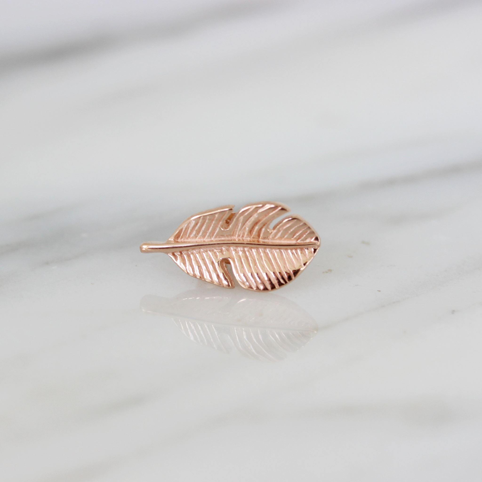 Sterling Silver Rose Gold Plated Feather Stud Earrings - STERLING SILVER DESIGNS