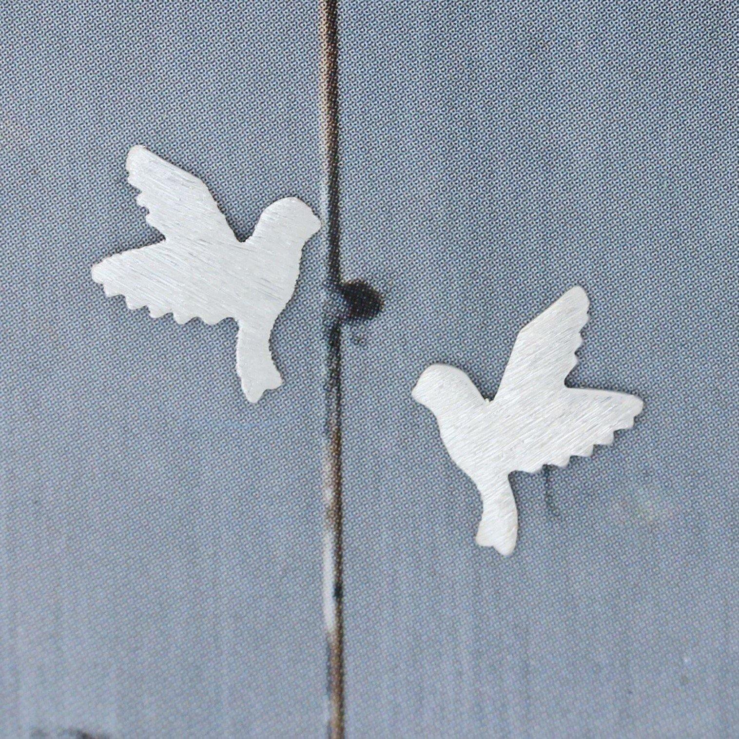 Sterling Silver Small Matte Brushed Finish Dove Bird Stud Earrings - STERLING SILVER DESIGNS