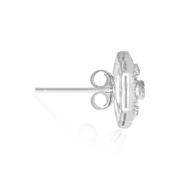 Sterling Silver Bridal Wedding Hexagon Shape Art Deco Style CZ Stud Earrings - STERLING SILVER DESIGNS