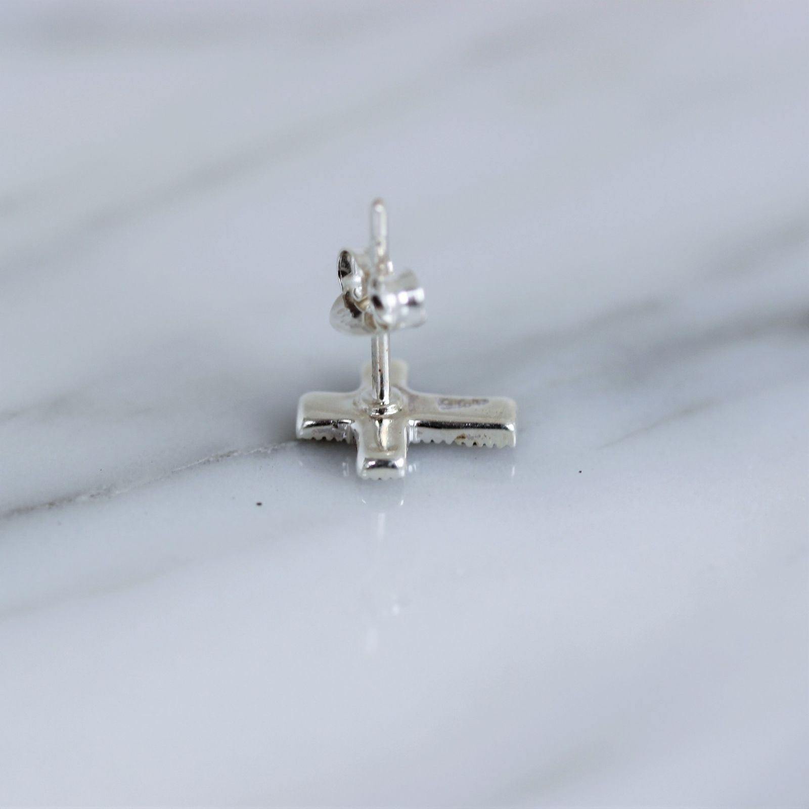 Sterling Silver Marcasite Vintage Style Religious Cross Stud Earrings - STERLING SILVER DESIGNS