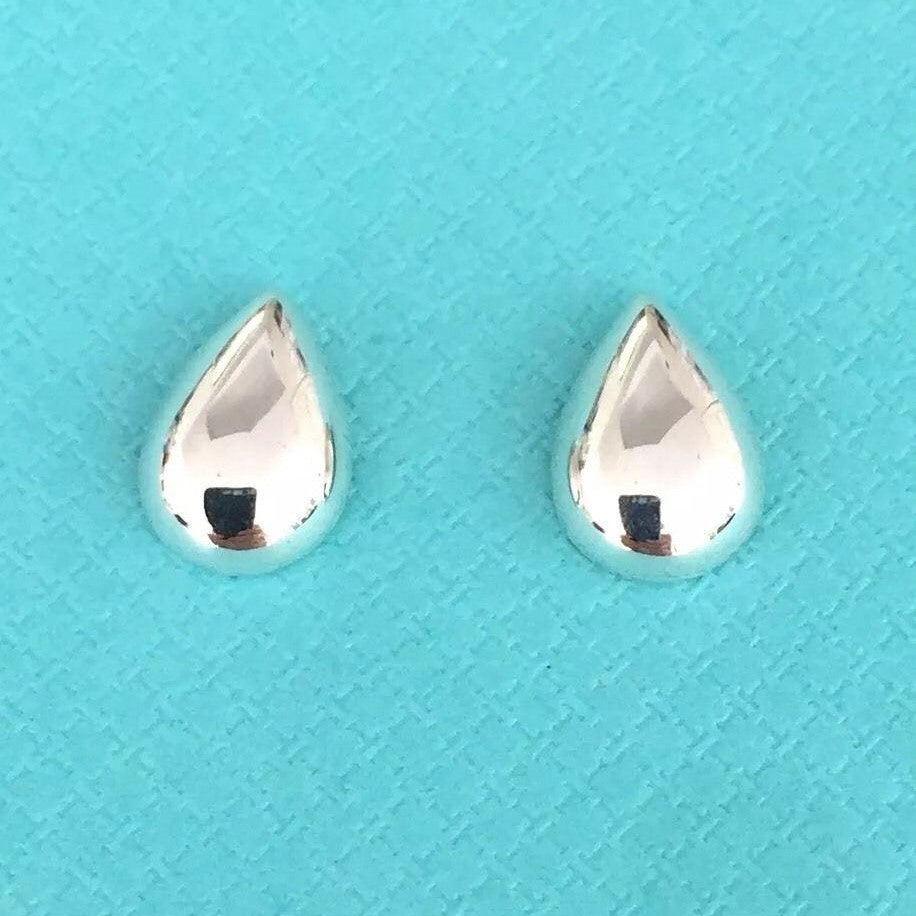Sterling Silver Teardrop Pear Shape Modern Stud Earrings - STERLING SILVER DESIGNS