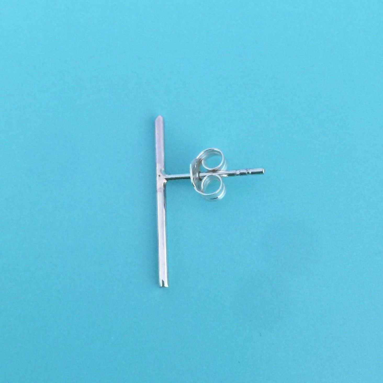 Sterling Silver 1x19mm Long Thin Simple Bar Stick Stud Earrings - STERLING SILVER DESIGNS