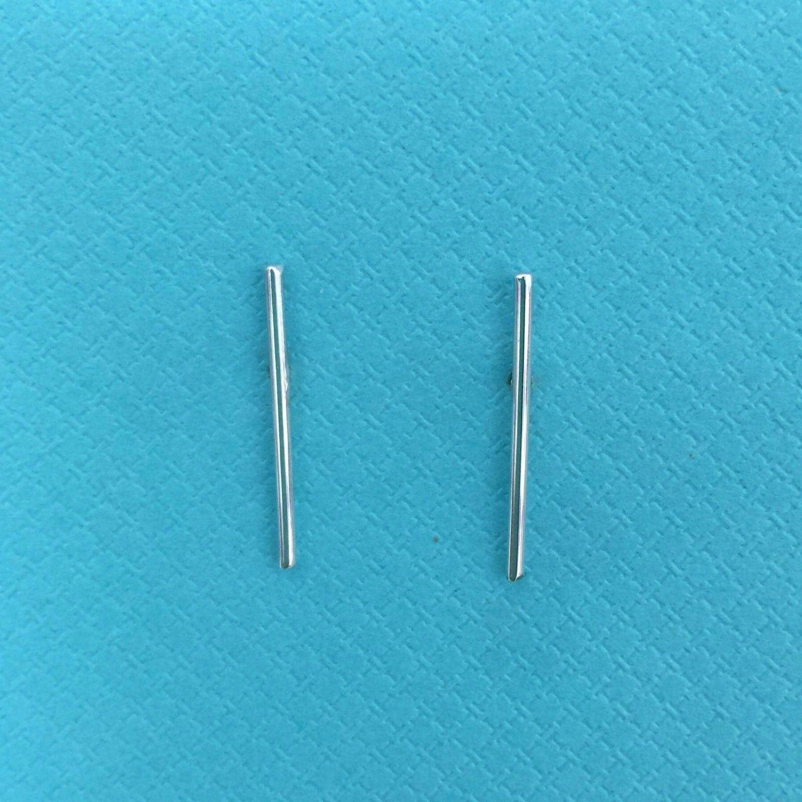 Sterling Silver 1x19mm Long Thin Simple Bar Stick Stud Earrings - STERLING SILVER DESIGNS