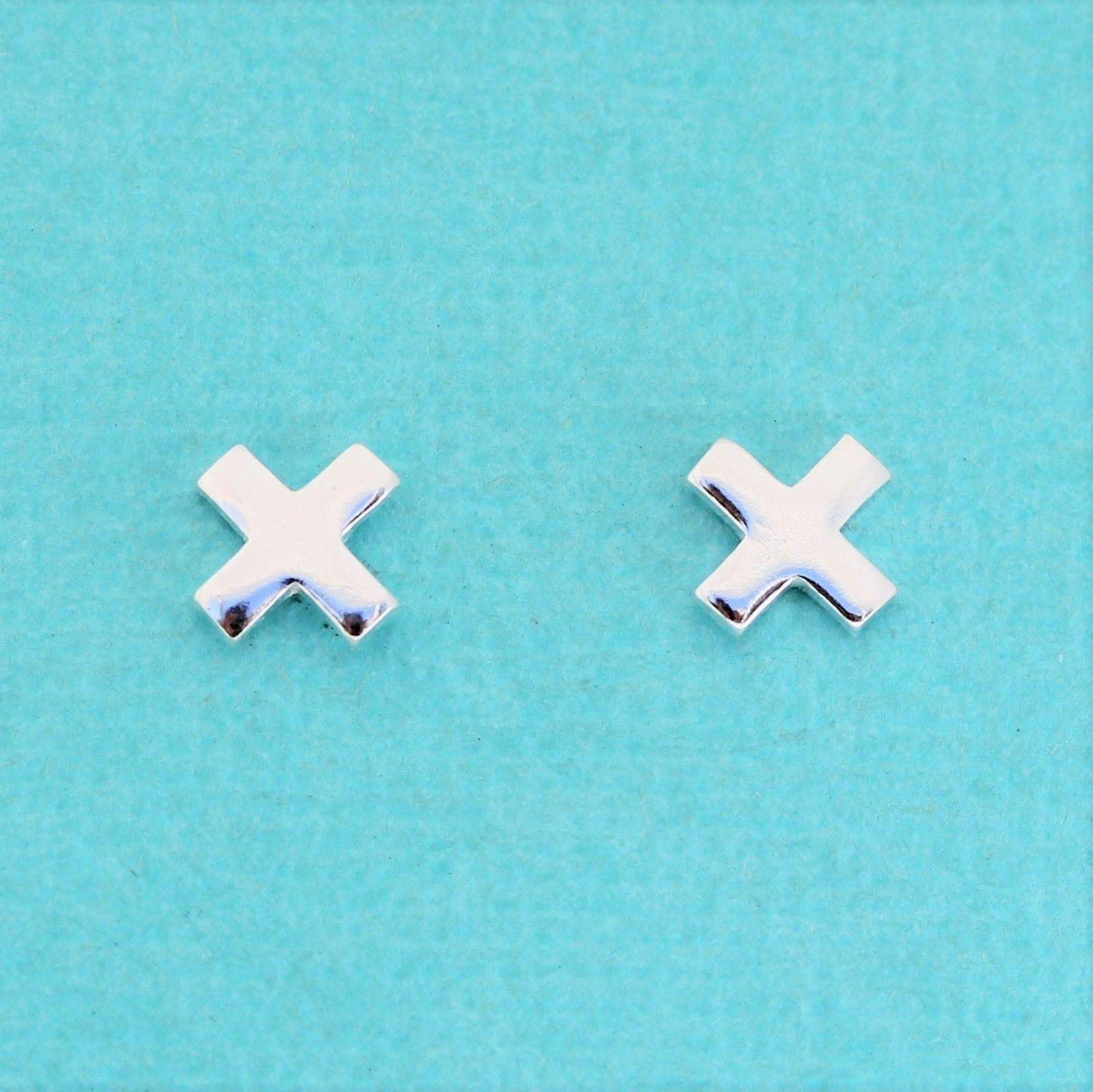 Sterling Silver Simple 6mm "X" Criss Cross Kiss Stud Earrings - STERLING SILVER DESIGNS