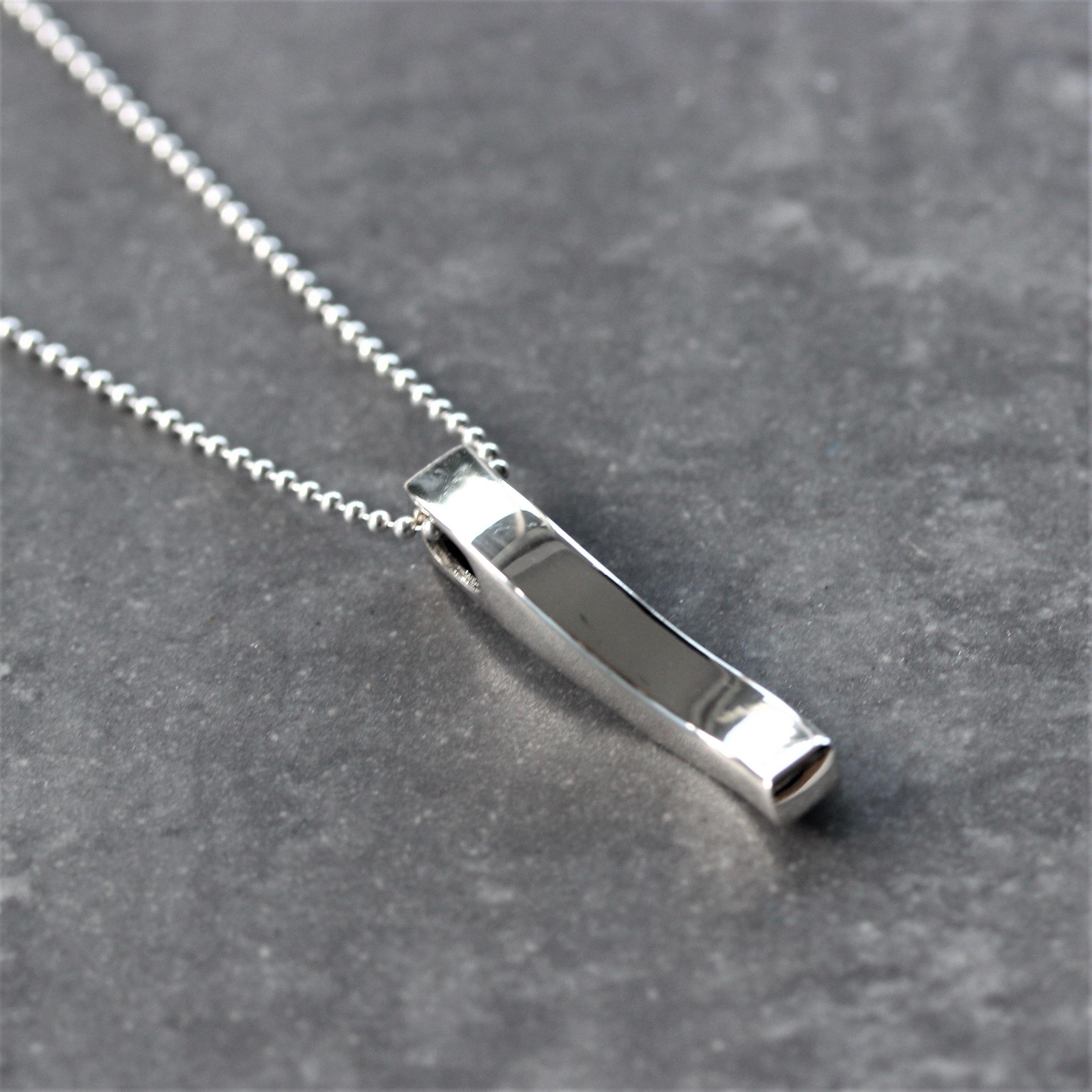 Sterling Silver Modern Swirl Bar Pendant & Ball Chain Necklace - STERLING SILVER DESIGNS