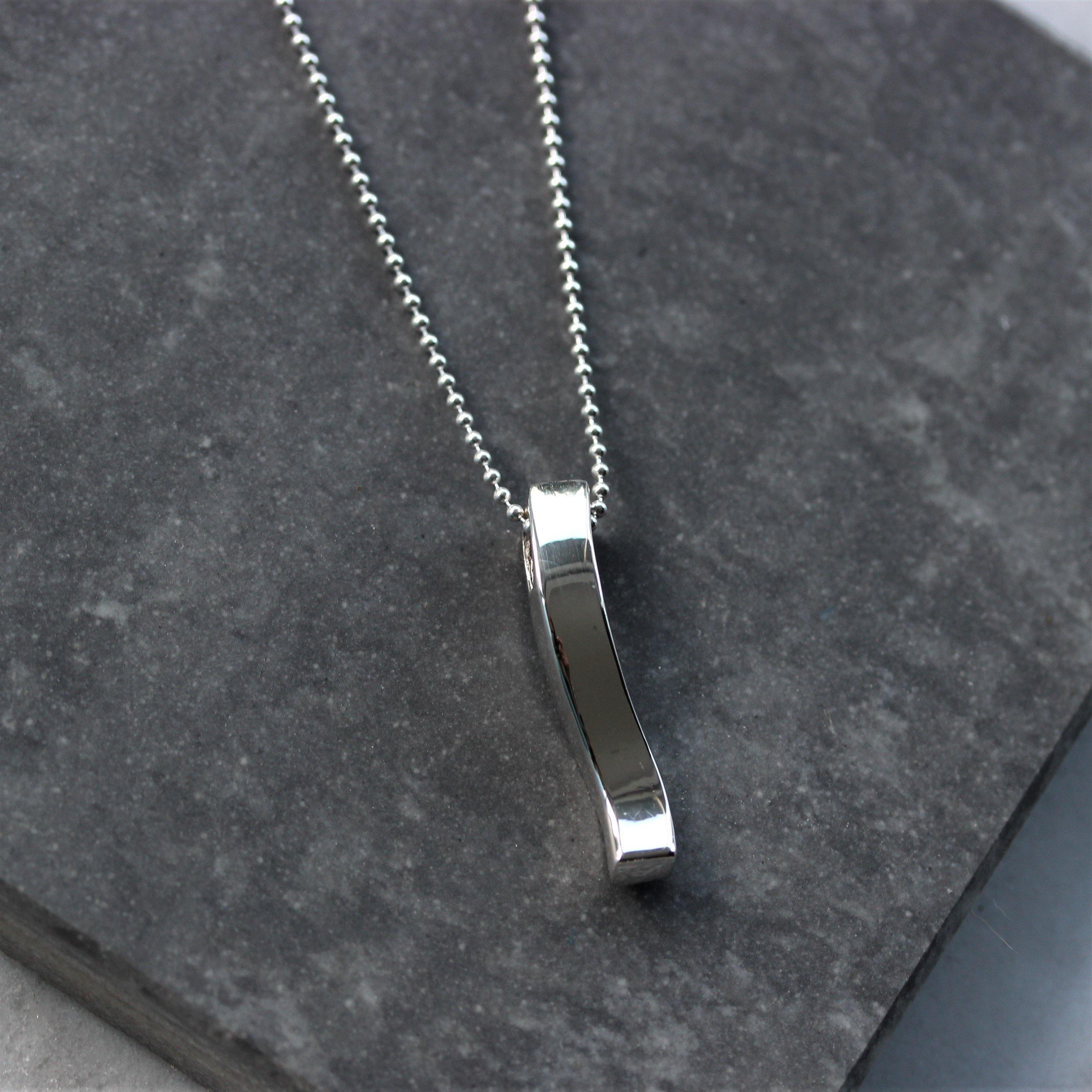 Sterling Silver Modern Swirl Bar Pendant & Ball Chain Necklace - STERLING SILVER DESIGNS