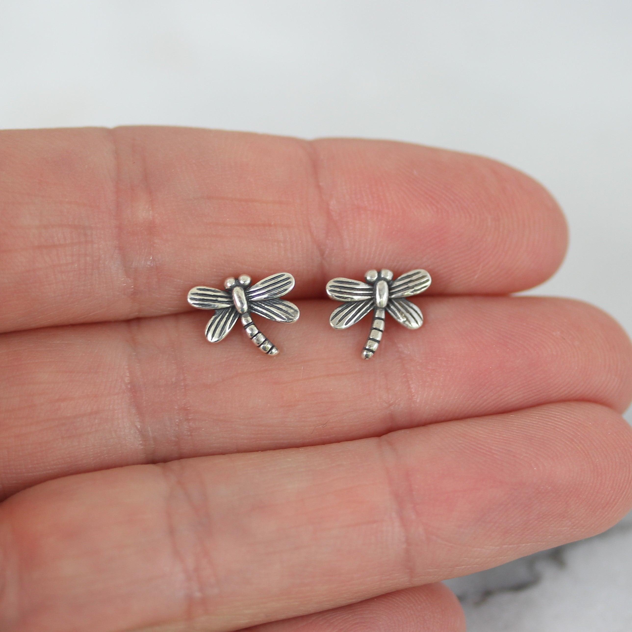 Sterling Silver Small Dragonfly Stud Earrings - STERLING SILVER DESIGNS
