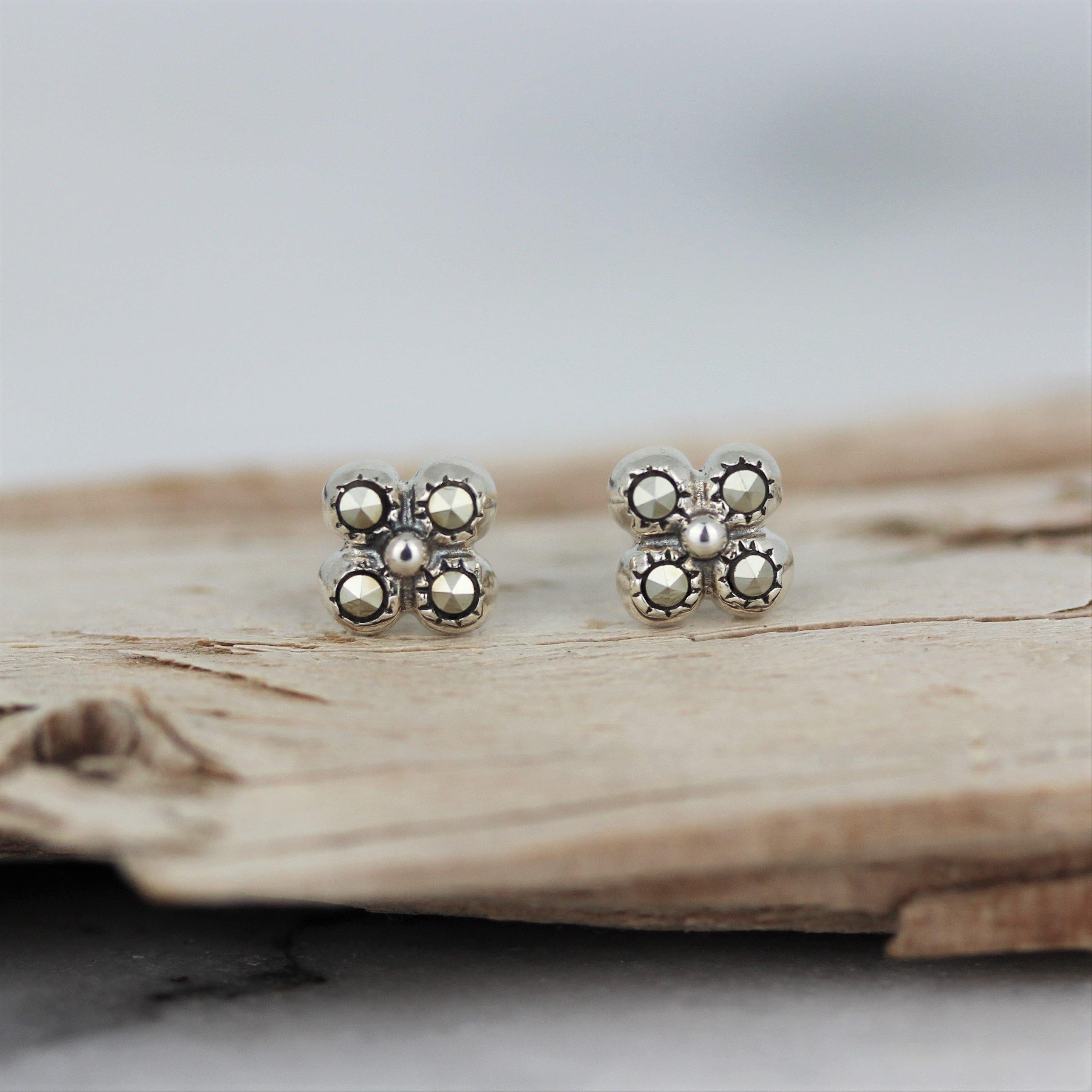 Sterling Silver Marcasite 5mm Small Tiny Stud Earrings - STERLING SILVER DESIGNS