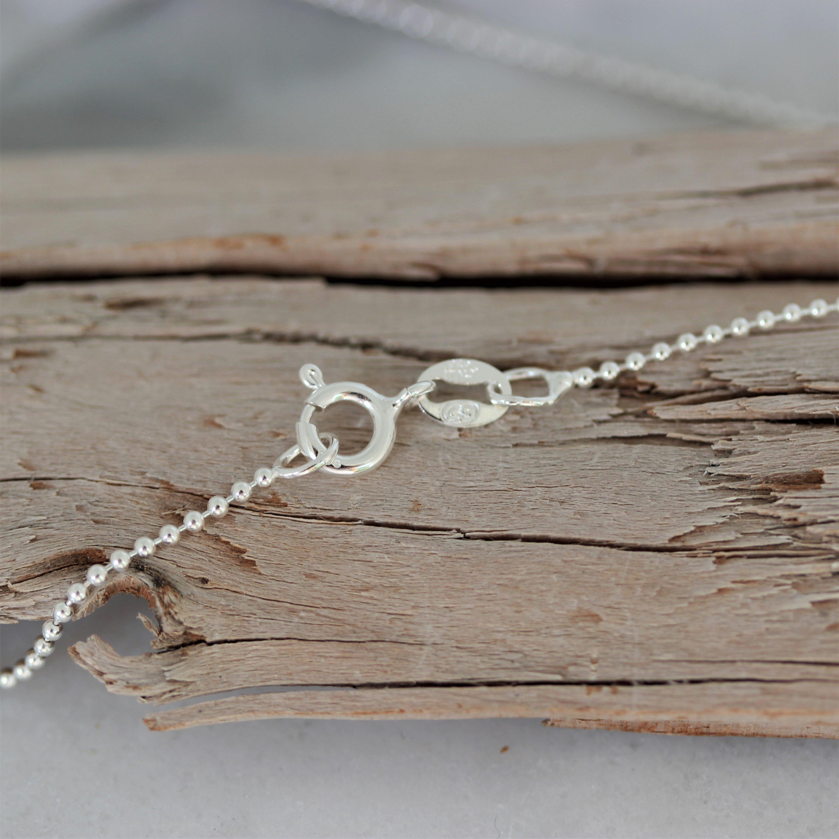 Sterling Silver Matte, Textured Slider Pendant & Italian Ball Chain Necklace - STERLING SILVER DESIGNS