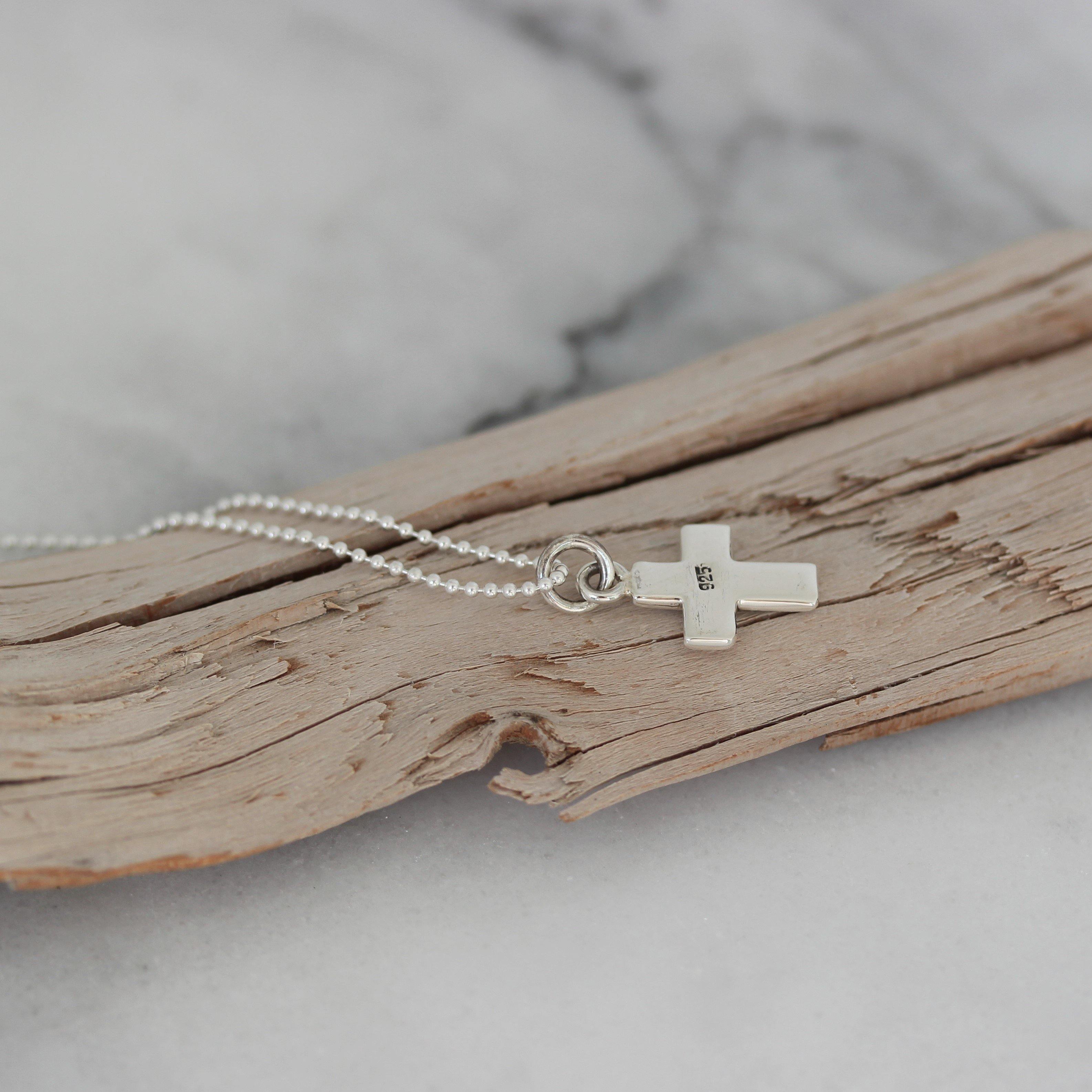 Sterling Silver Brushed Matte Cross Pendant Necklace - STERLING SILVER DESIGNS