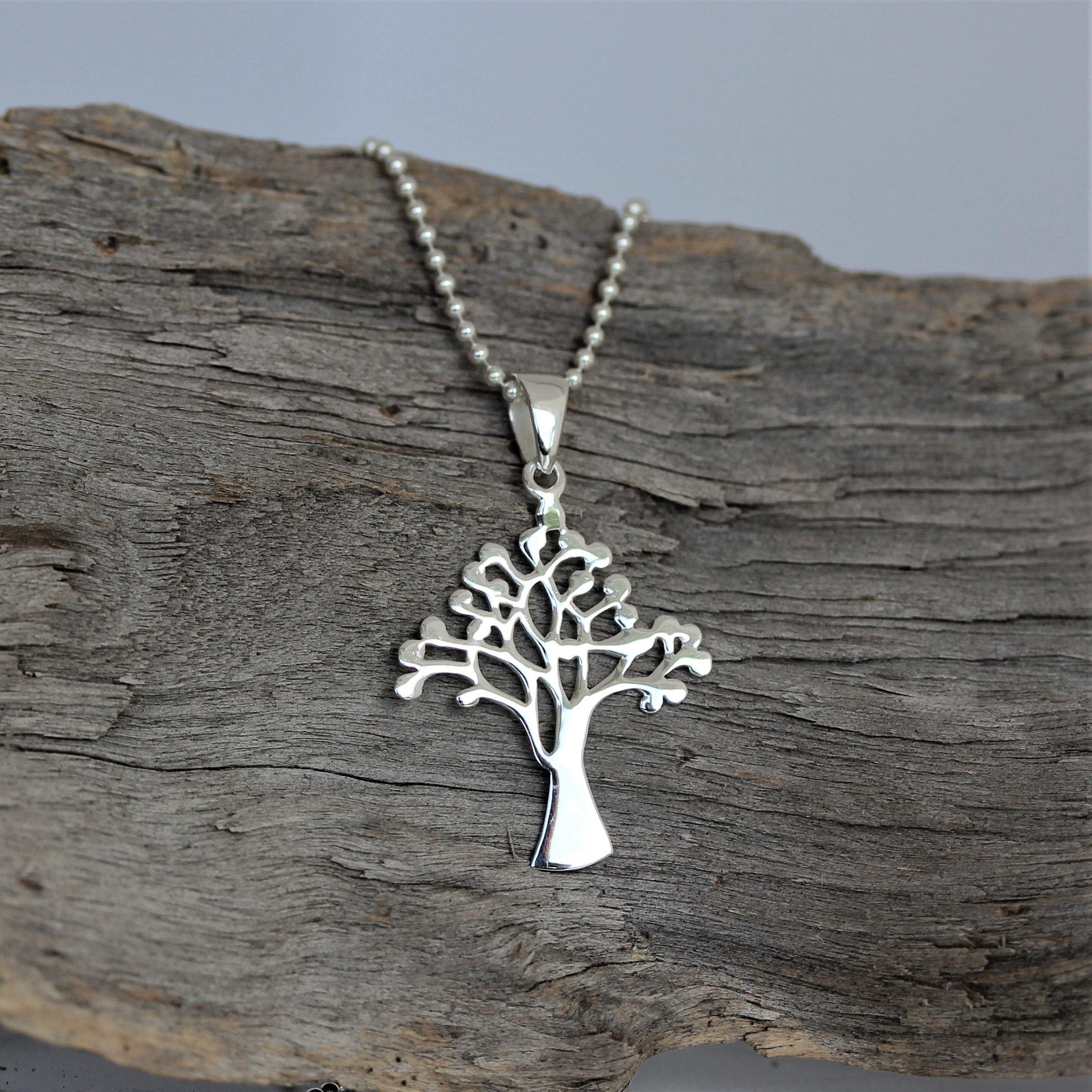 Sterling Silver Tree of Life Pendant & Ball Chain Necklace - STERLING SILVER DESIGNS