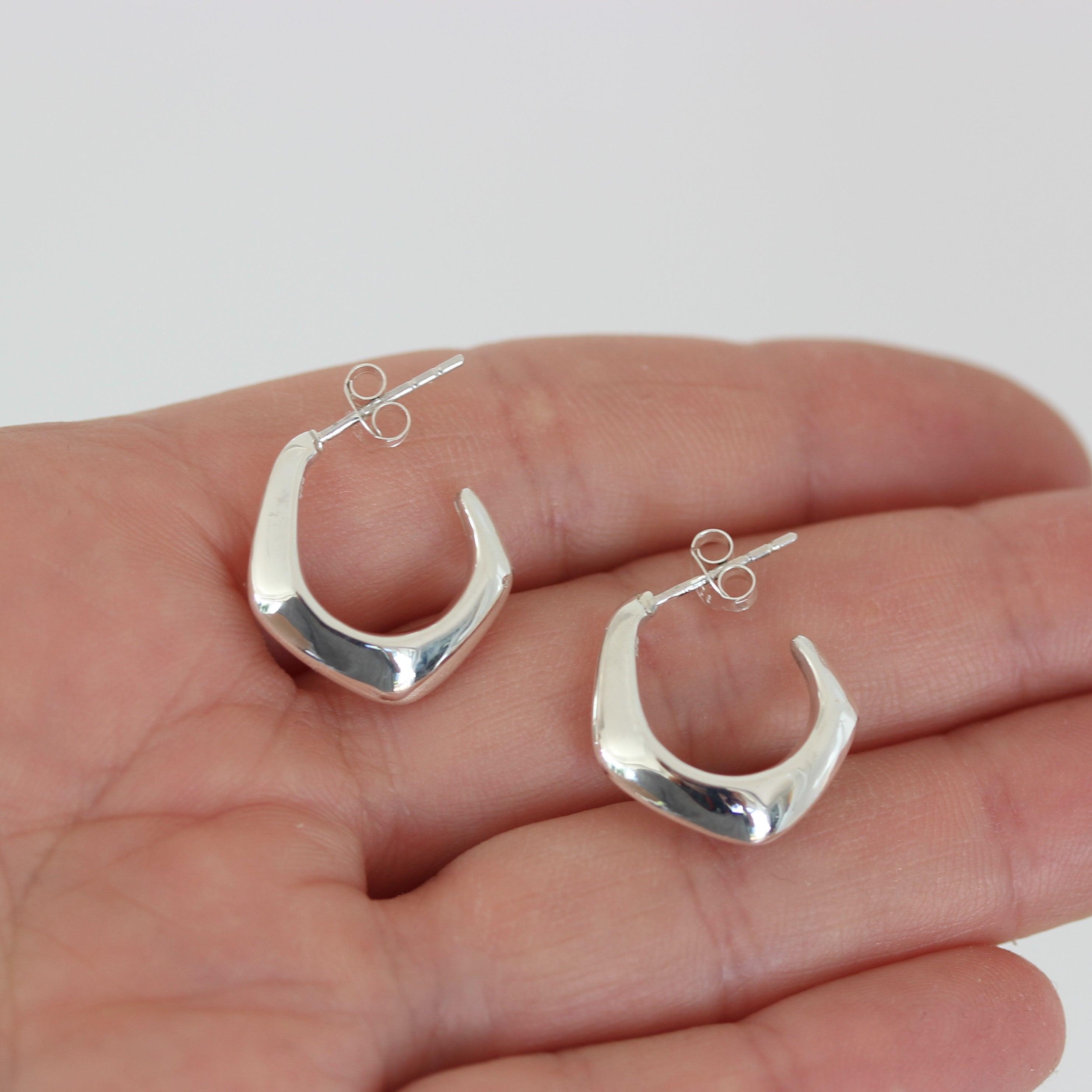 Sterling Silver Modern Small Open Hoop Style Earrings - STERLING SILVER DESIGNS