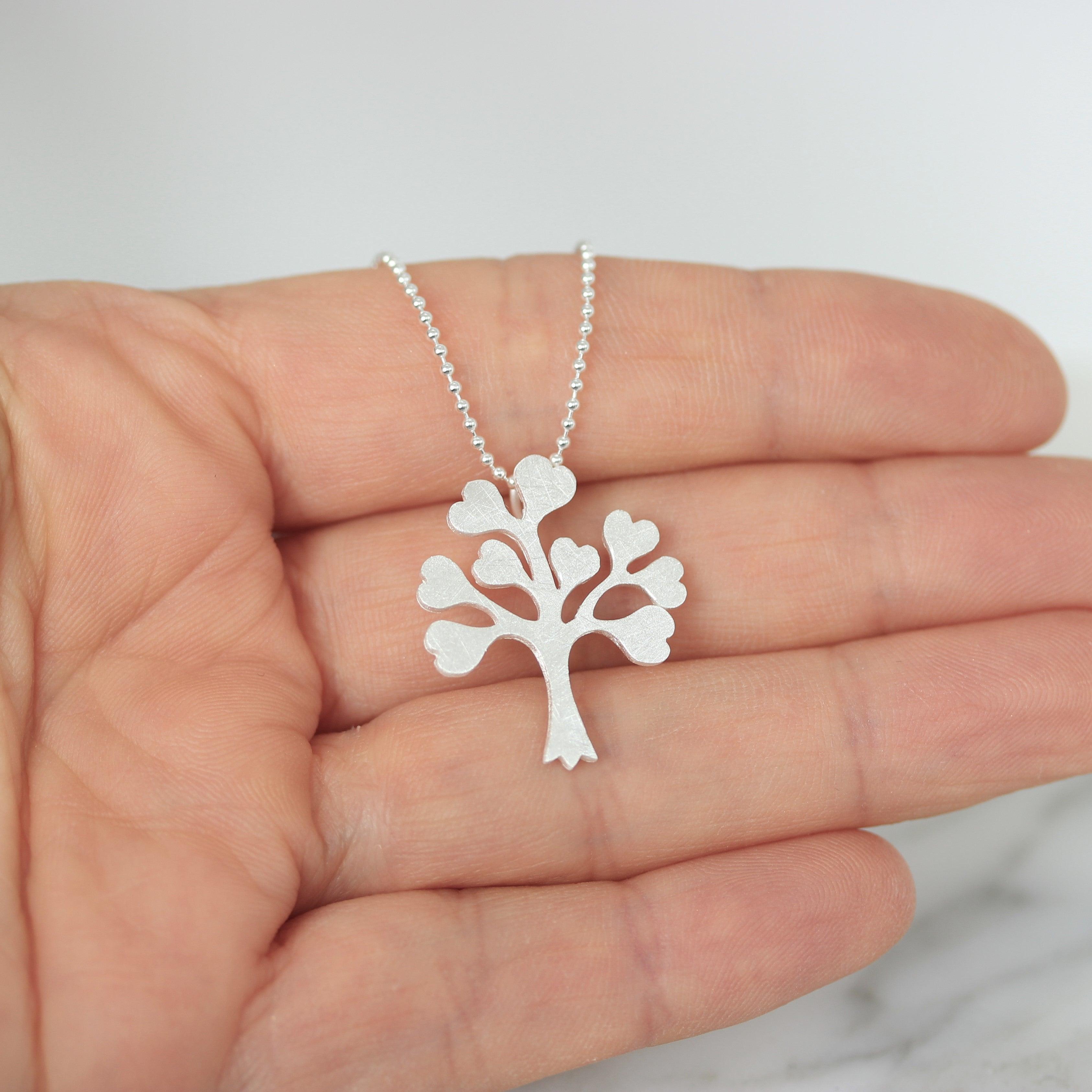 Sterling Silver Matte Brushed Finish Tree Of Life Pendant Necklace - STERLING SILVER DESIGNS
