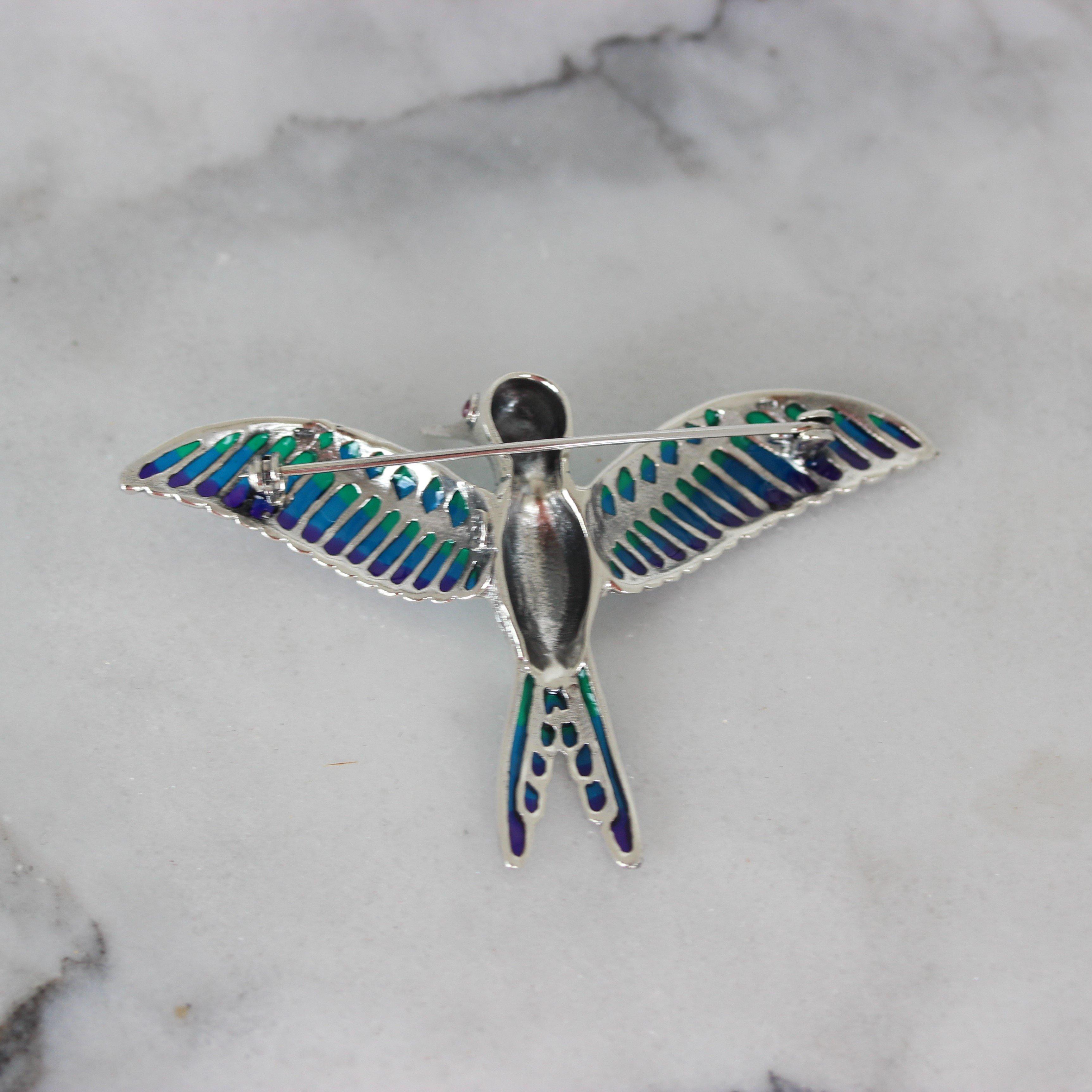Sterling Silver Enamel Big Bird Brooch Pin - STERLING SILVER DESIGNS