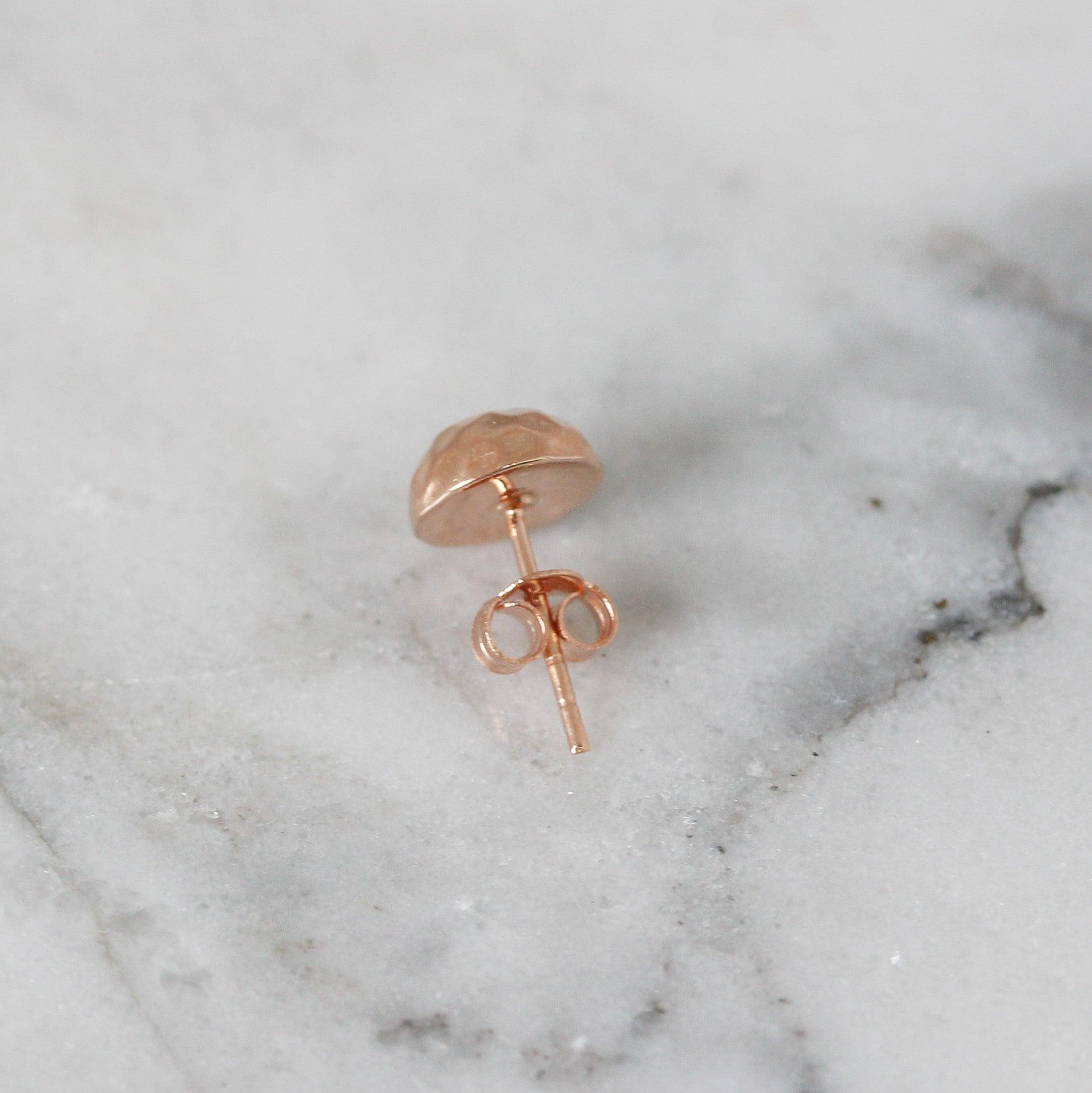 Sterling Silver 8mm Rose Gold Plated Matte Hammered Dome Stud Earrings - STERLING SILVER DESIGNS