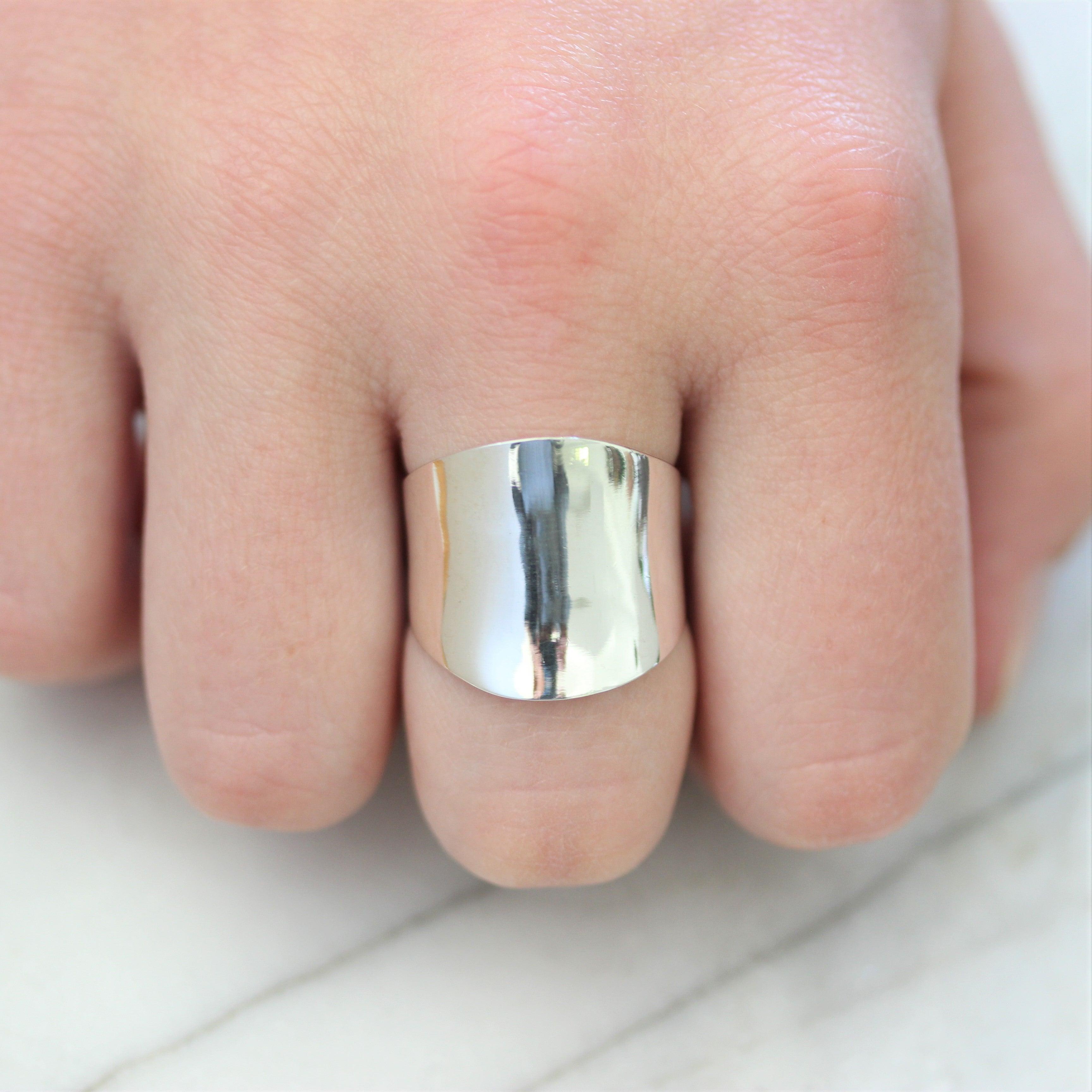 Sterling Silver Modern Contemporary Wide Band Ring - STERLING SILVER DESIGNS
