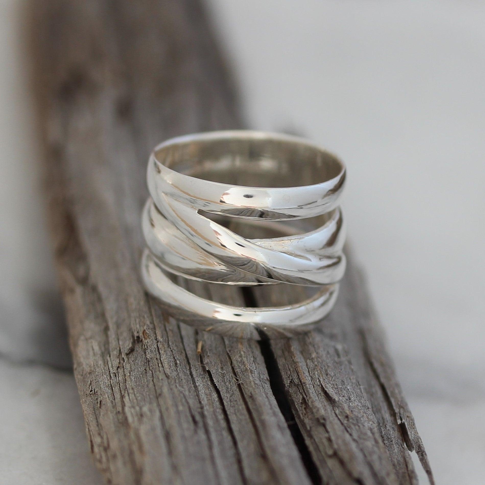 Sterling Silver Modern Contemporary Conjoined Wrap Ring - STERLING SILVER DESIGNS