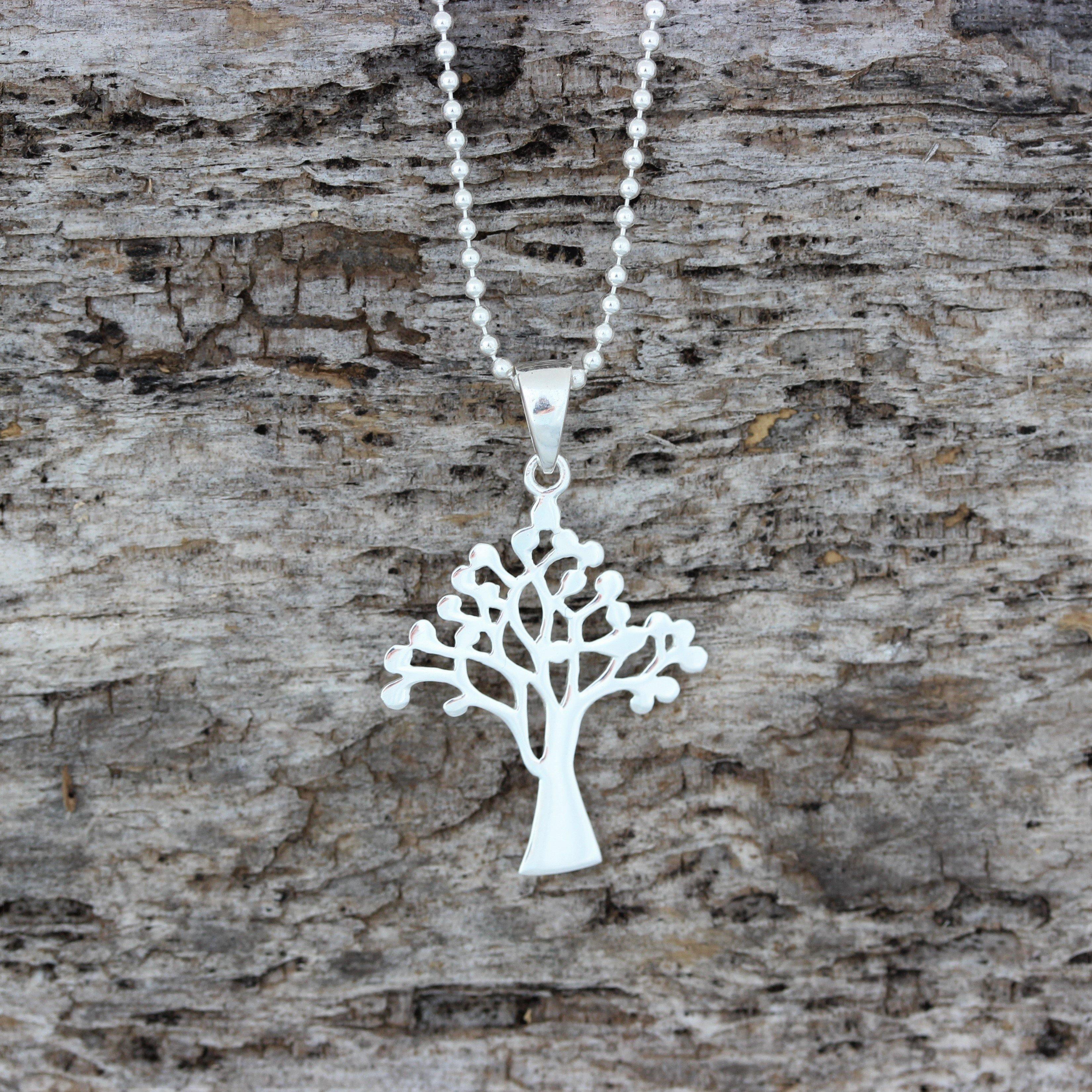 Sterling Silver Tree of Life Pendant & Ball Chain Necklace - STERLING SILVER DESIGNS
