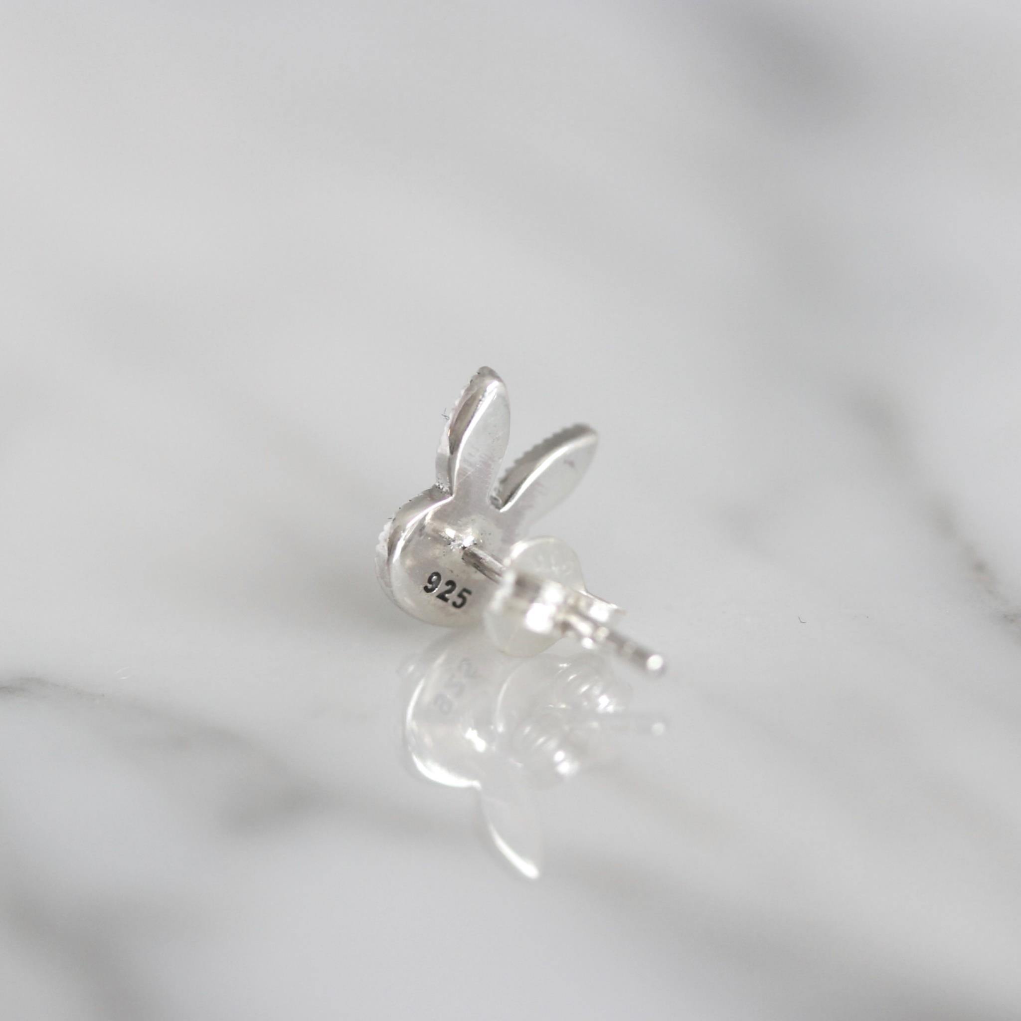 Sterling Silver Marcasite Vintage Style Bunny Rabbit Ears Stud Earrings - STERLING SILVER DESIGNS