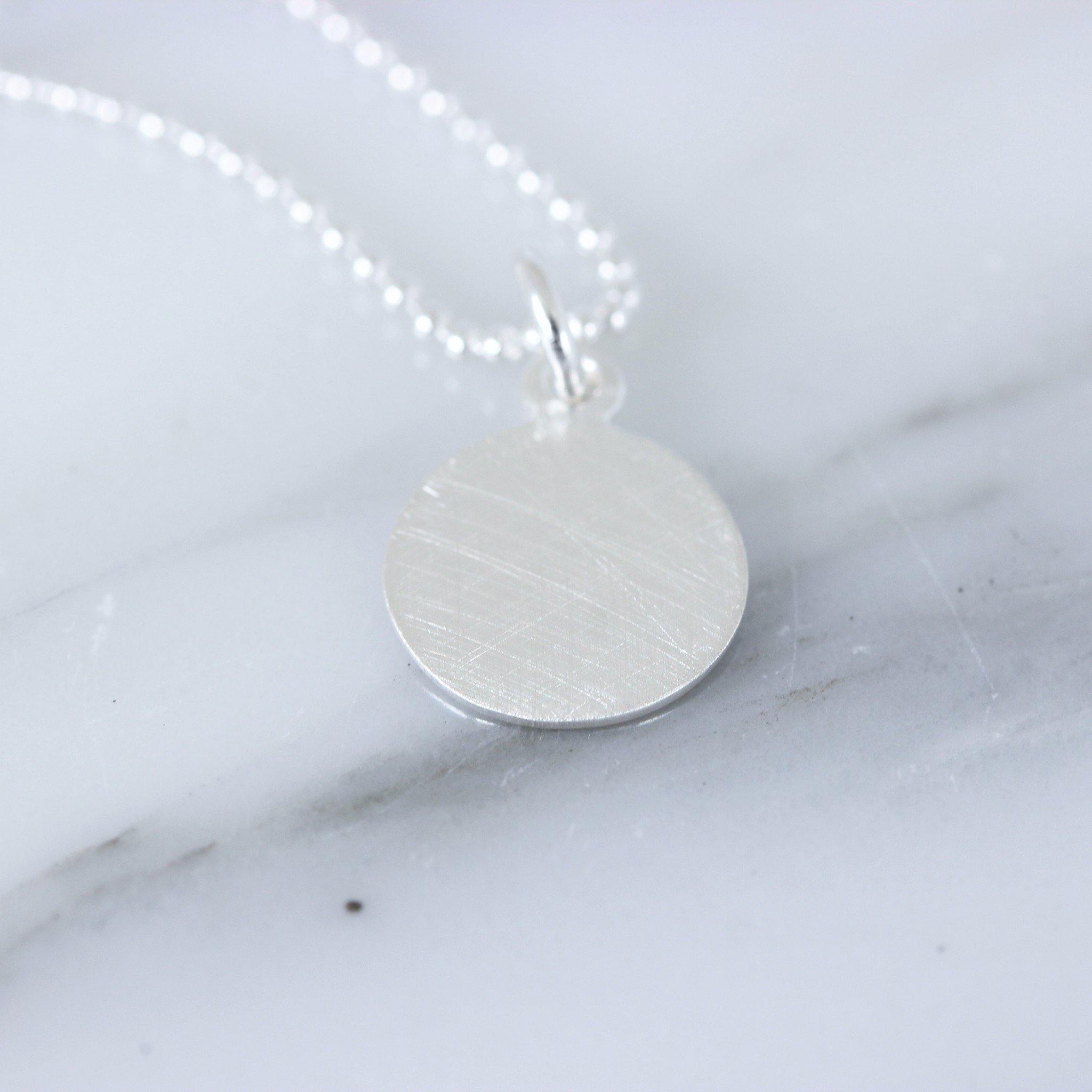 Sterling Silver 11mm Round Brushed Matt Look Disc Pendant & 40cm Ball Necklace - STERLING SILVER DESIGNS