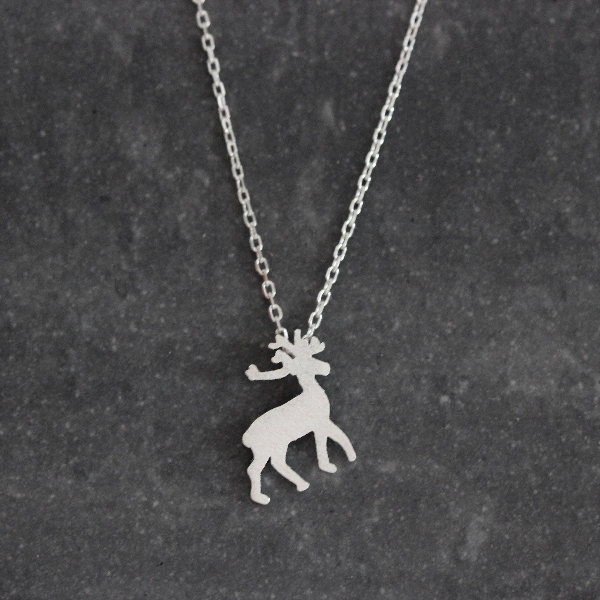 Genuine Sterling Silver 925 Elk Deer Brushed Matt Finish Necklace 40cm + 5cm Ext - STERLING SILVER DESIGNS