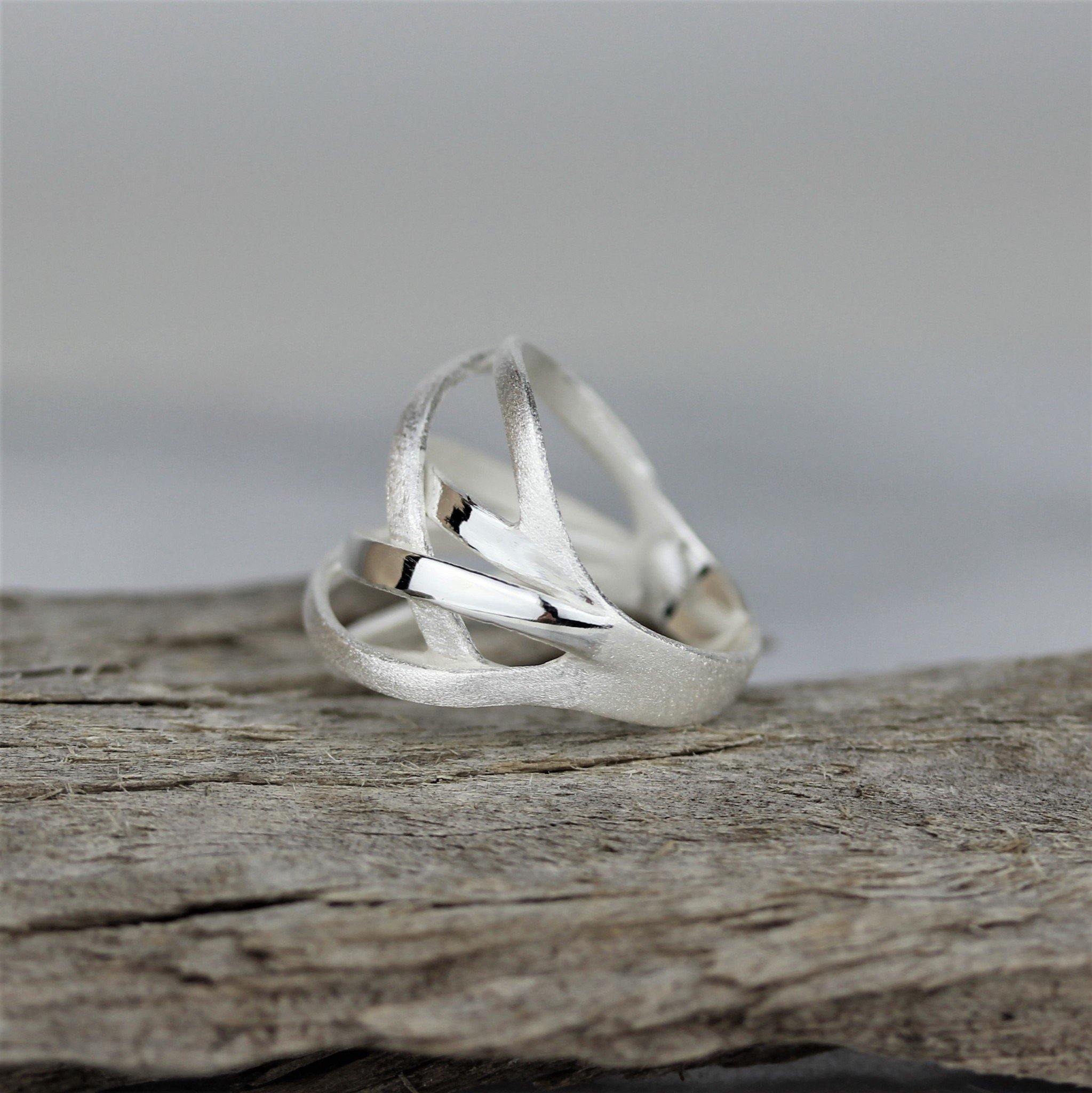 Sterling Silver Modern Matte Brushed Finish Conjoined Multi Ring - STERLING SILVER DESIGNS