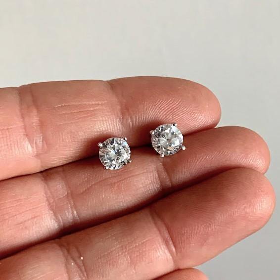 Sterling Silver Art Deco Inspired 6.5mm Round CZ Stud Post Earring - STERLING SILVER DESIGNS