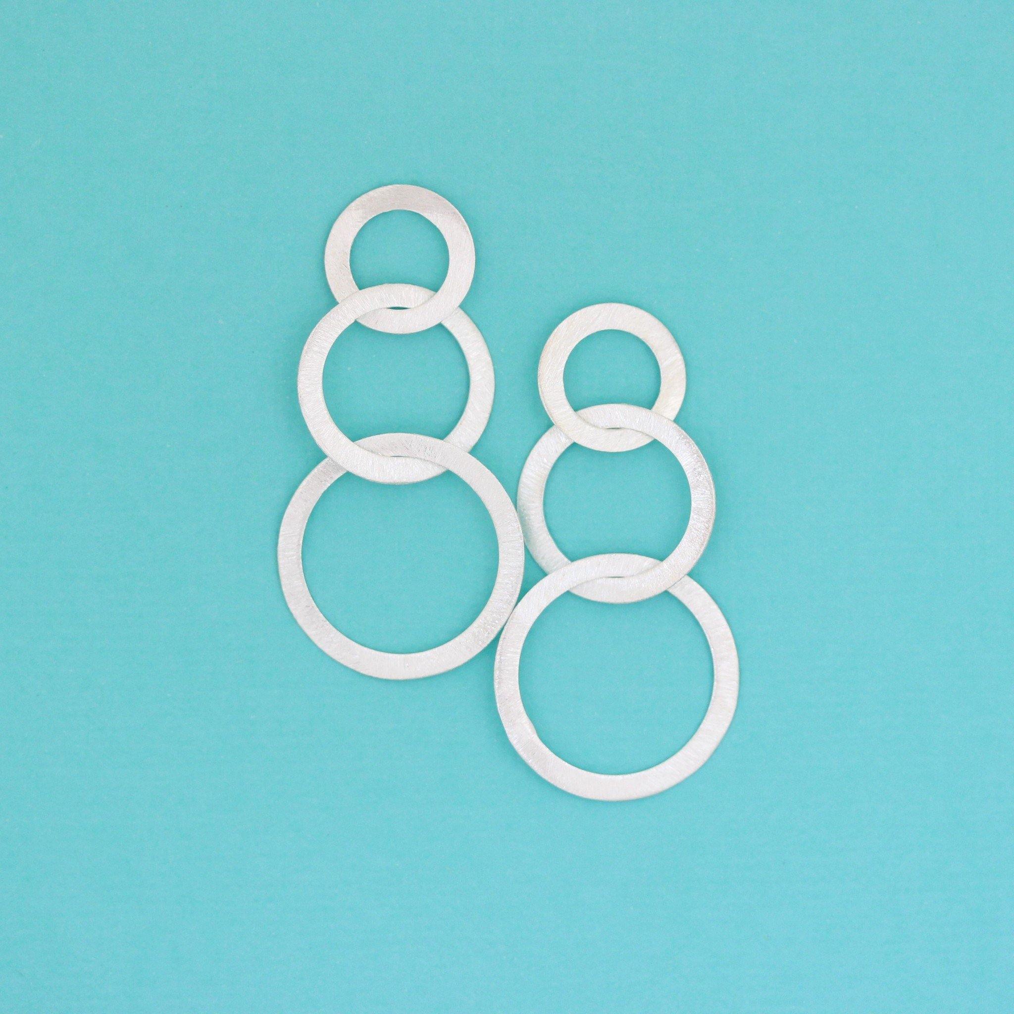 Sterling Silver Triple Graduated Cut Out Circle Brushed Matte Drop Earrings - STERLING SILVER DESIGNS