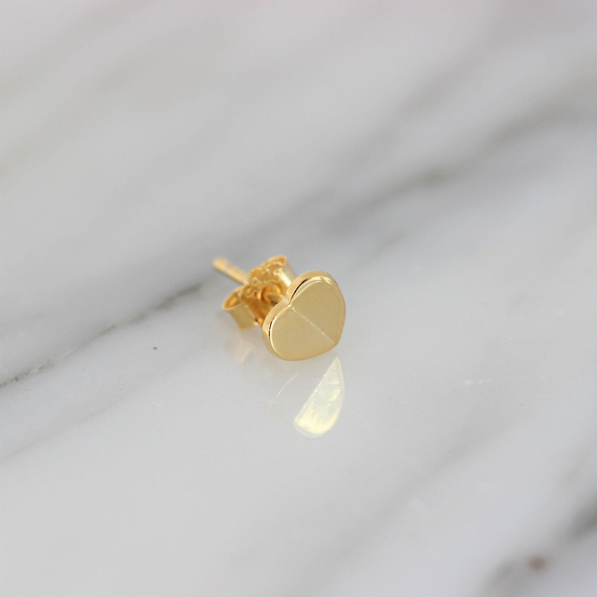 Sterling Silver Small 6mm Heart Stud Earrings Yellow Gold Plated - STERLING SILVER DESIGNS
