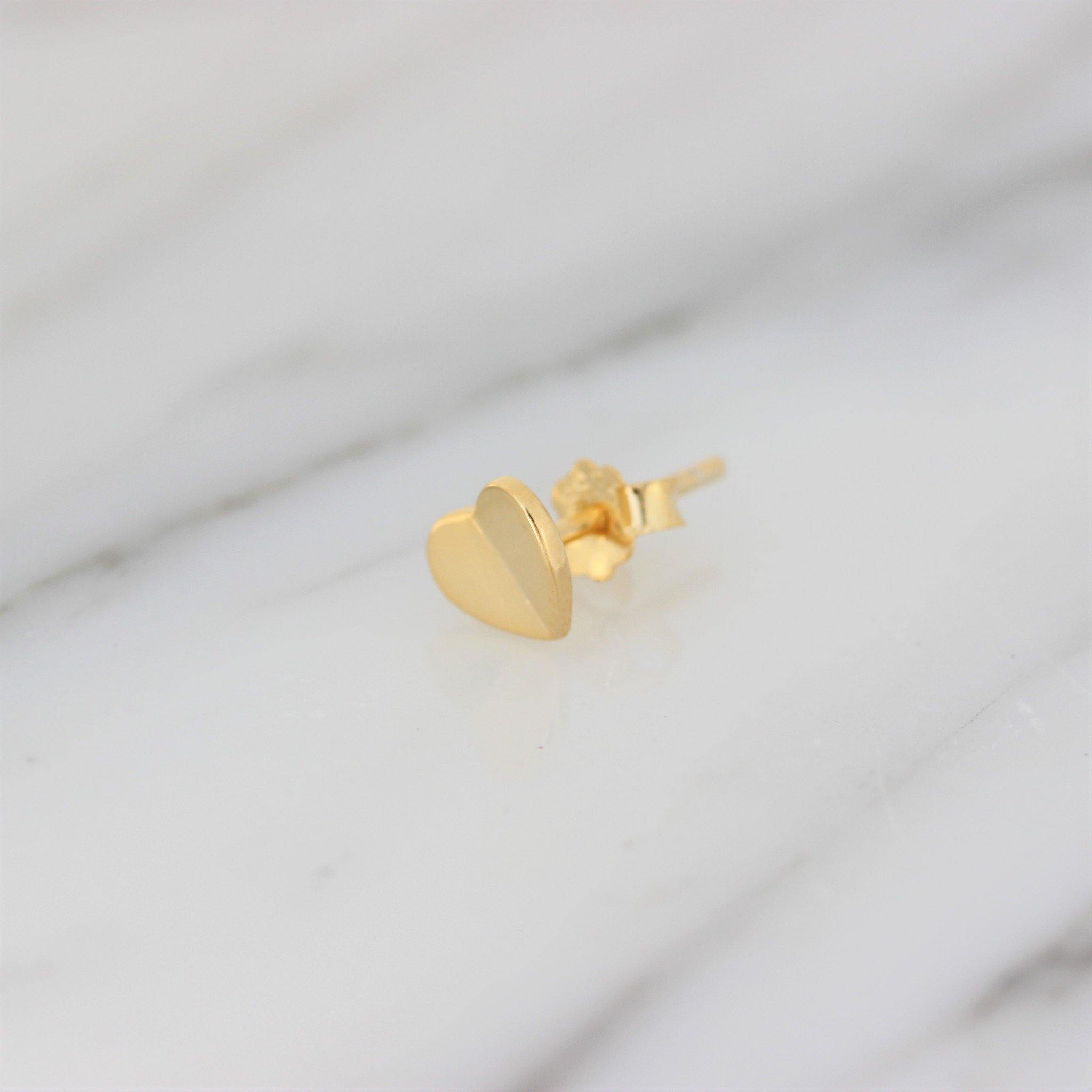 Sterling Silver Small 6mm Heart Stud Earrings Yellow Gold Plated - STERLING SILVER DESIGNS