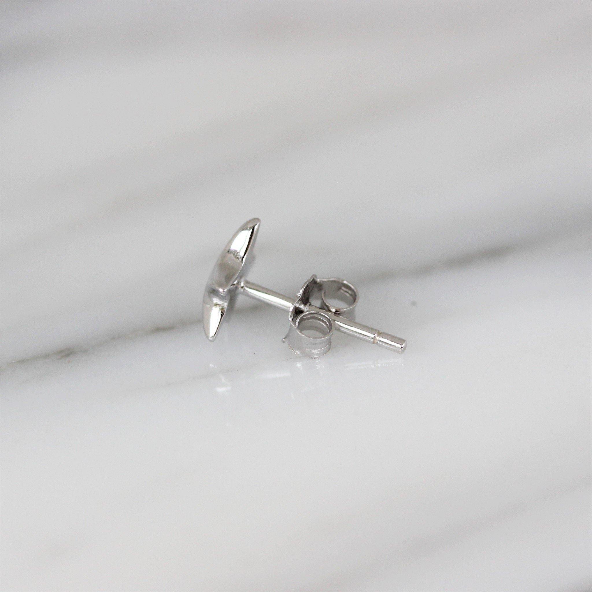 Sterling Silver Rhodium Plated Small 7mm Puffy Star Stud Earrings - STERLING SILVER DESIGNS