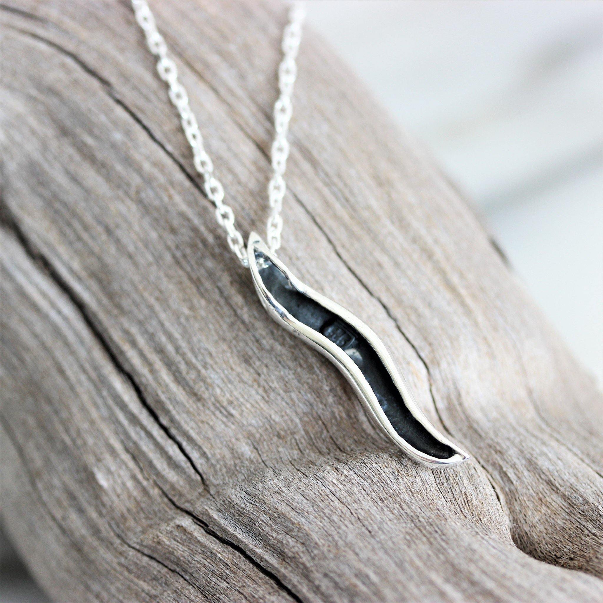 Sterling Silver Modern Swirl Wave Bar Pendant & 45cm Italian Chain Necklace - STERLING SILVER DESIGNS