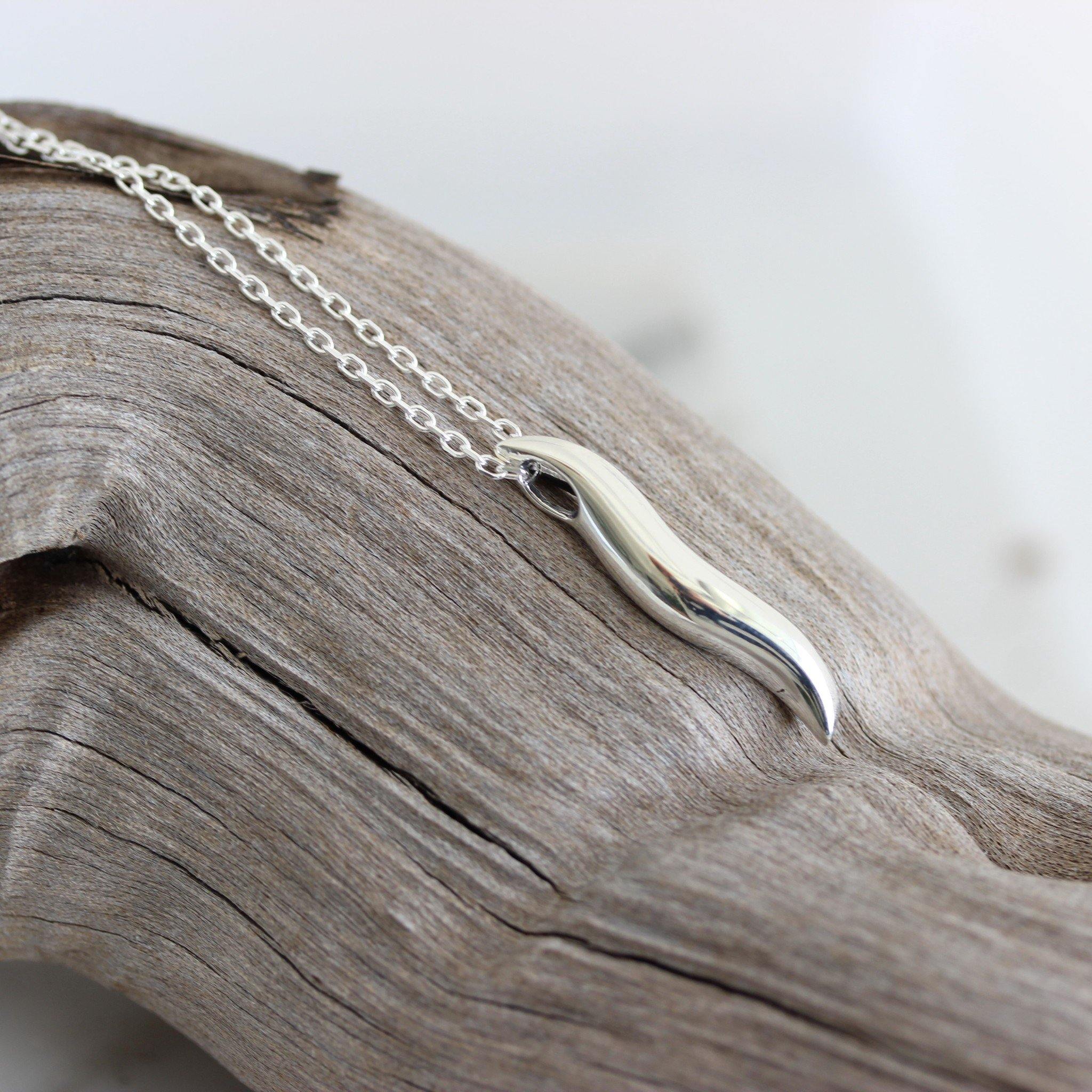 Sterling Silver Modern Swirl Wave Bar Pendant & 45cm Italian Chain Necklace - STERLING SILVER DESIGNS