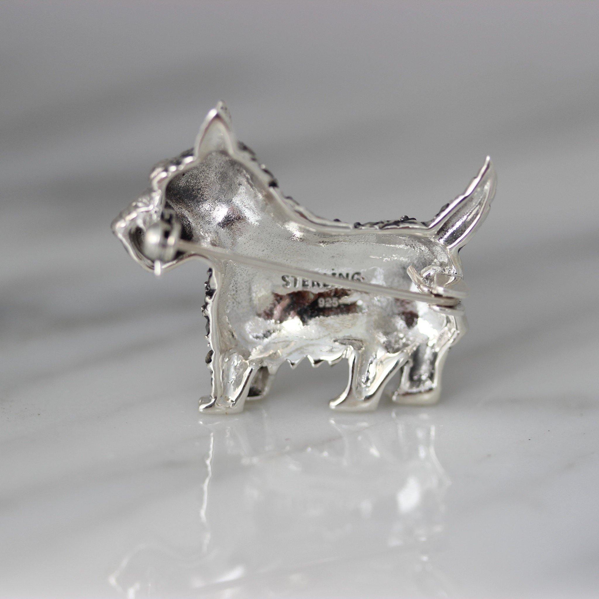 Sterling Silver Marcasite Vintage Inspired Scotty Terrier Dog Brooch Pin - STERLING SILVER DESIGNS