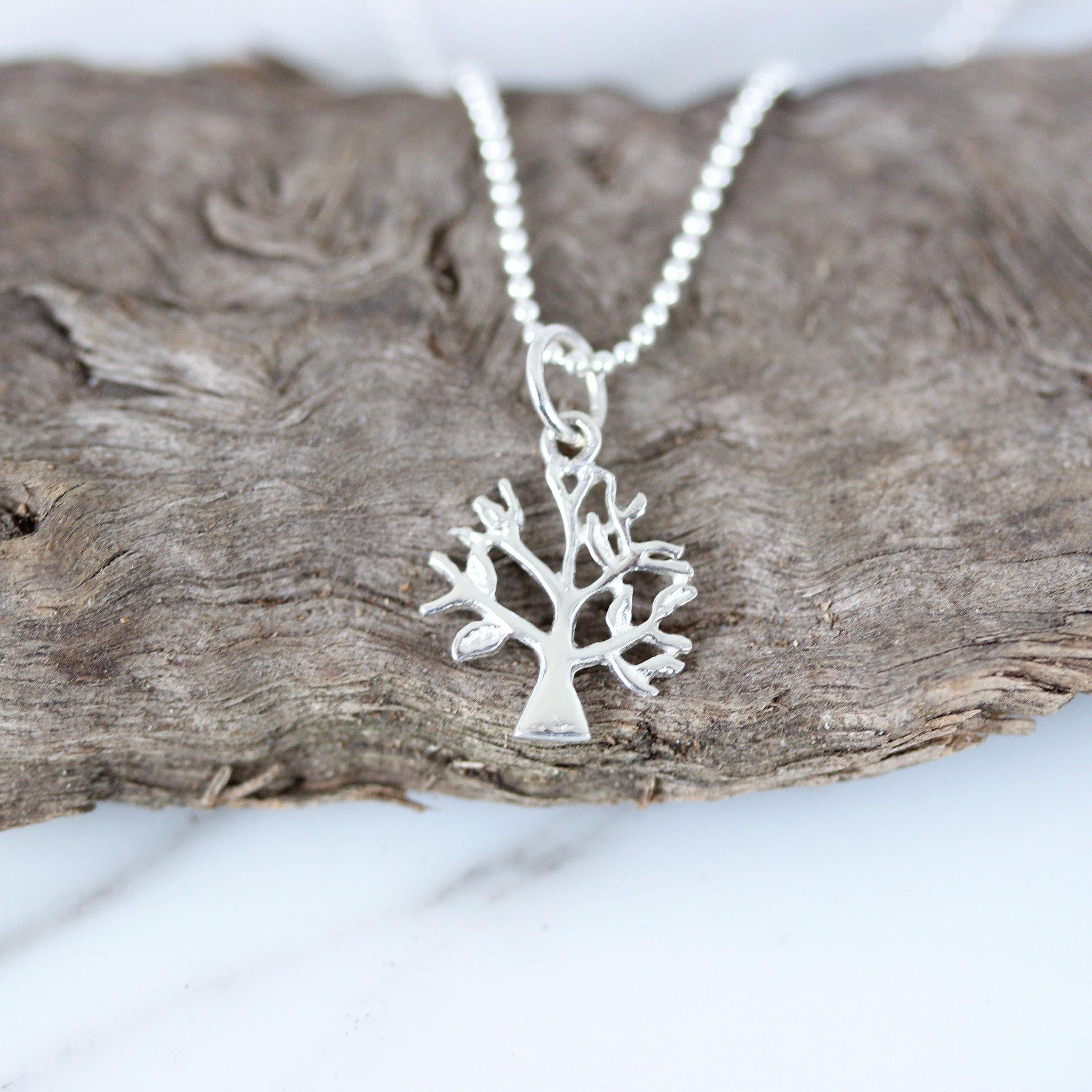 Sterling Silver Small Tree of Life Pendant & Bead Ball Chain Necklace - STERLING SILVER DESIGNS