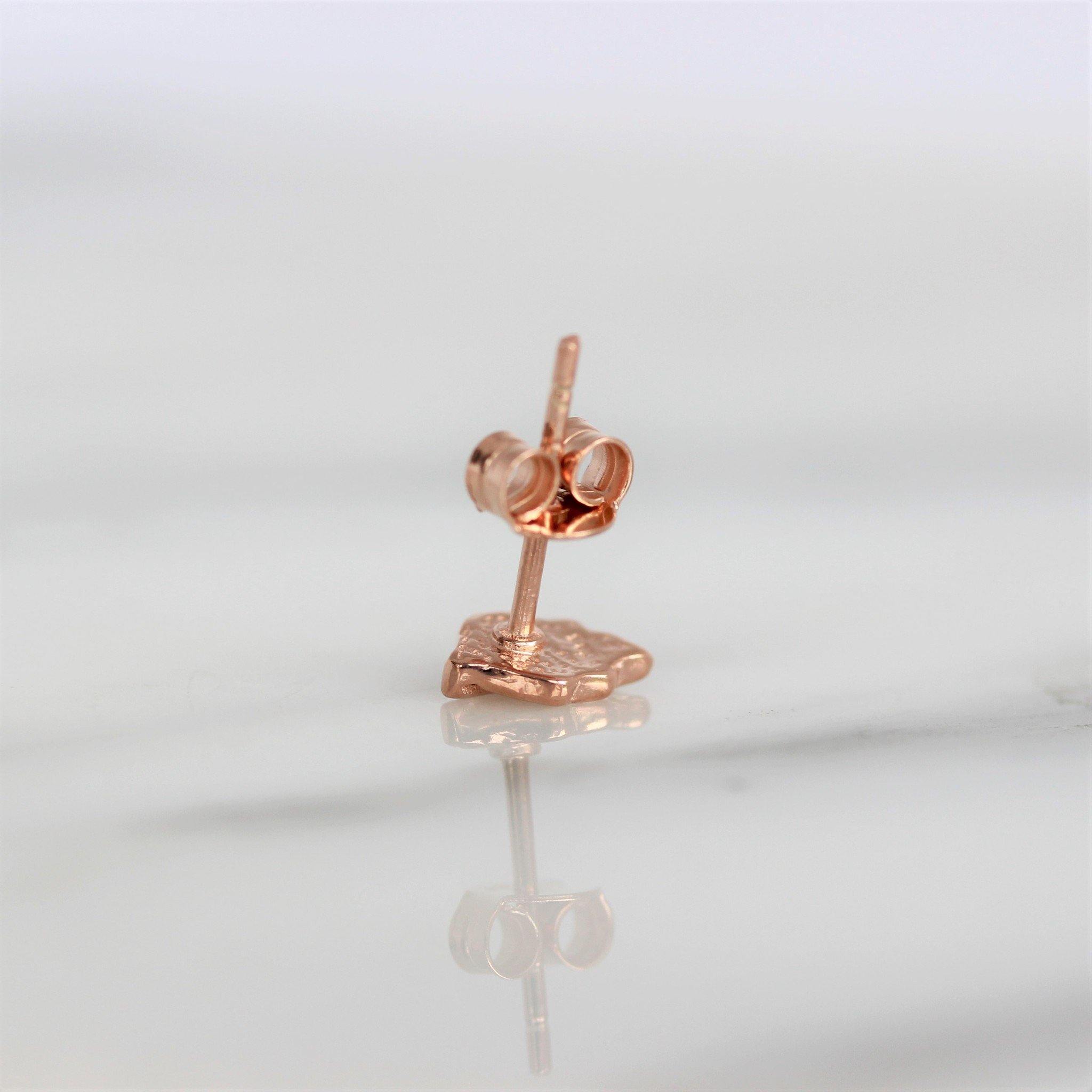 Sterling Silver Rose Gold Plated Small Feather Stud Earrings - STERLING SILVER DESIGNS