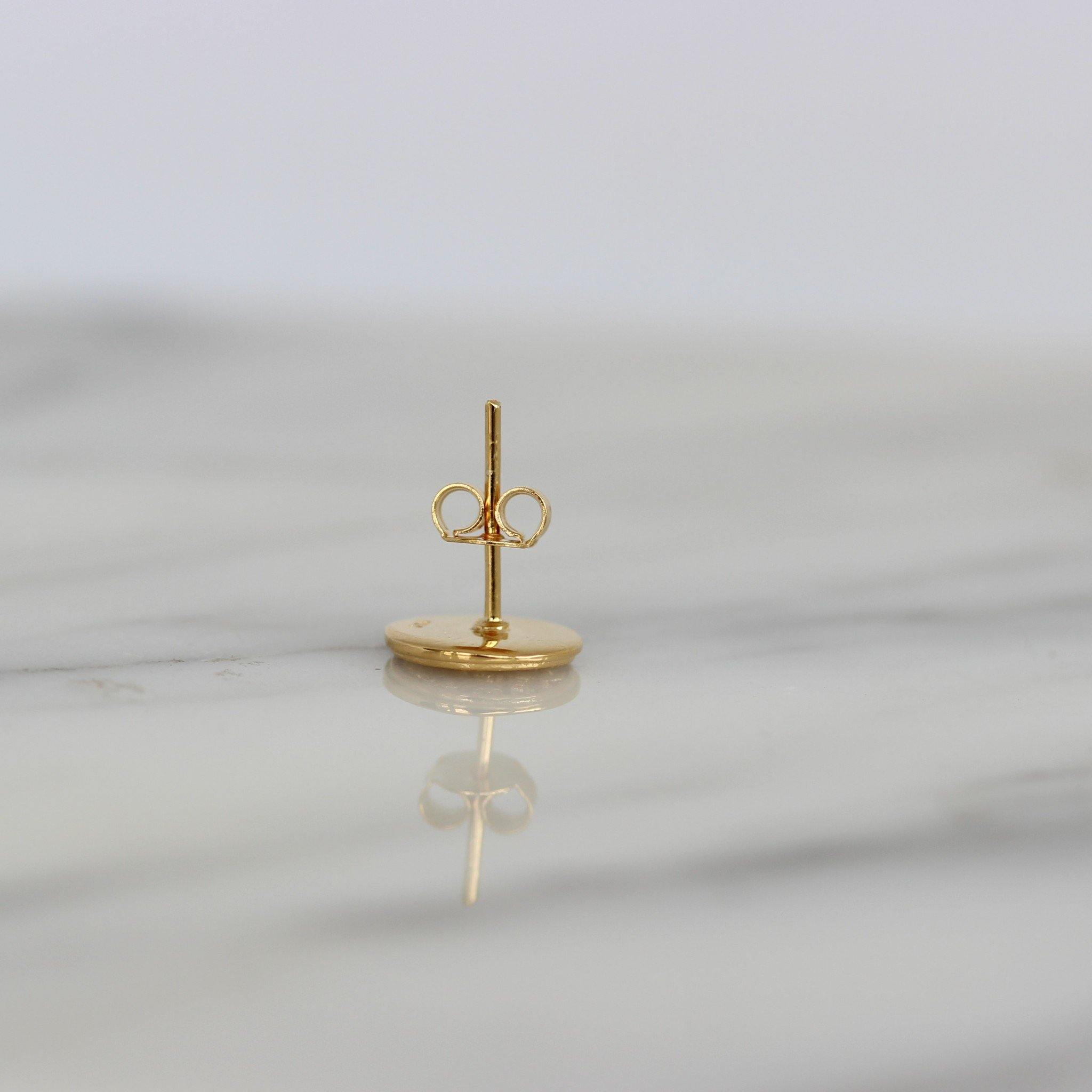 10mm Round Anchor Medallion Stud Earrings - Yellow Gold Plated Sterling Silver - STERLING SILVER DESIGNS