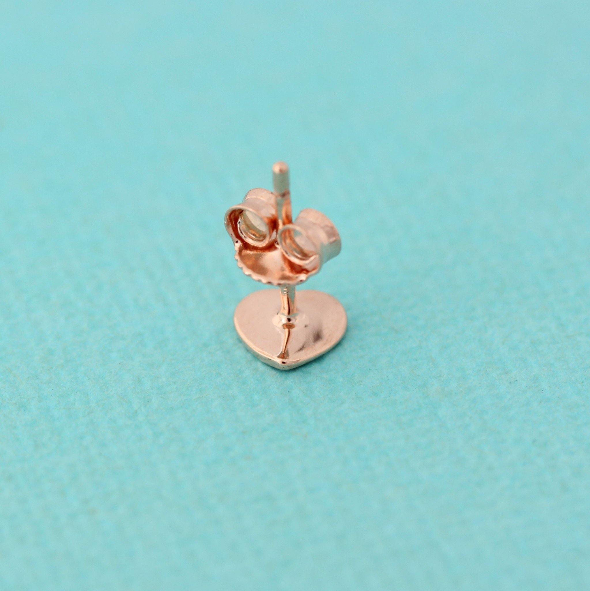 Sterling Silver Small 6mm Heart Stud Earrings Rose Gold Plated - STERLING SILVER DESIGNS