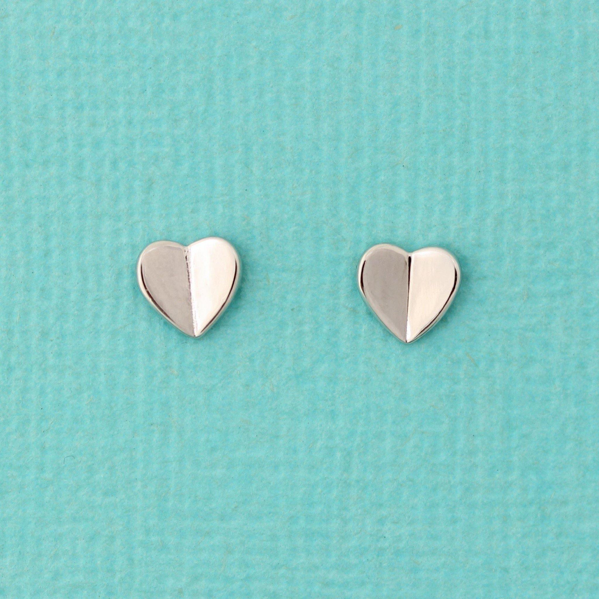 Sterling Silver Small 6mm Heart Stud Earrings Rhodium Plated - STERLING SILVER DESIGNS