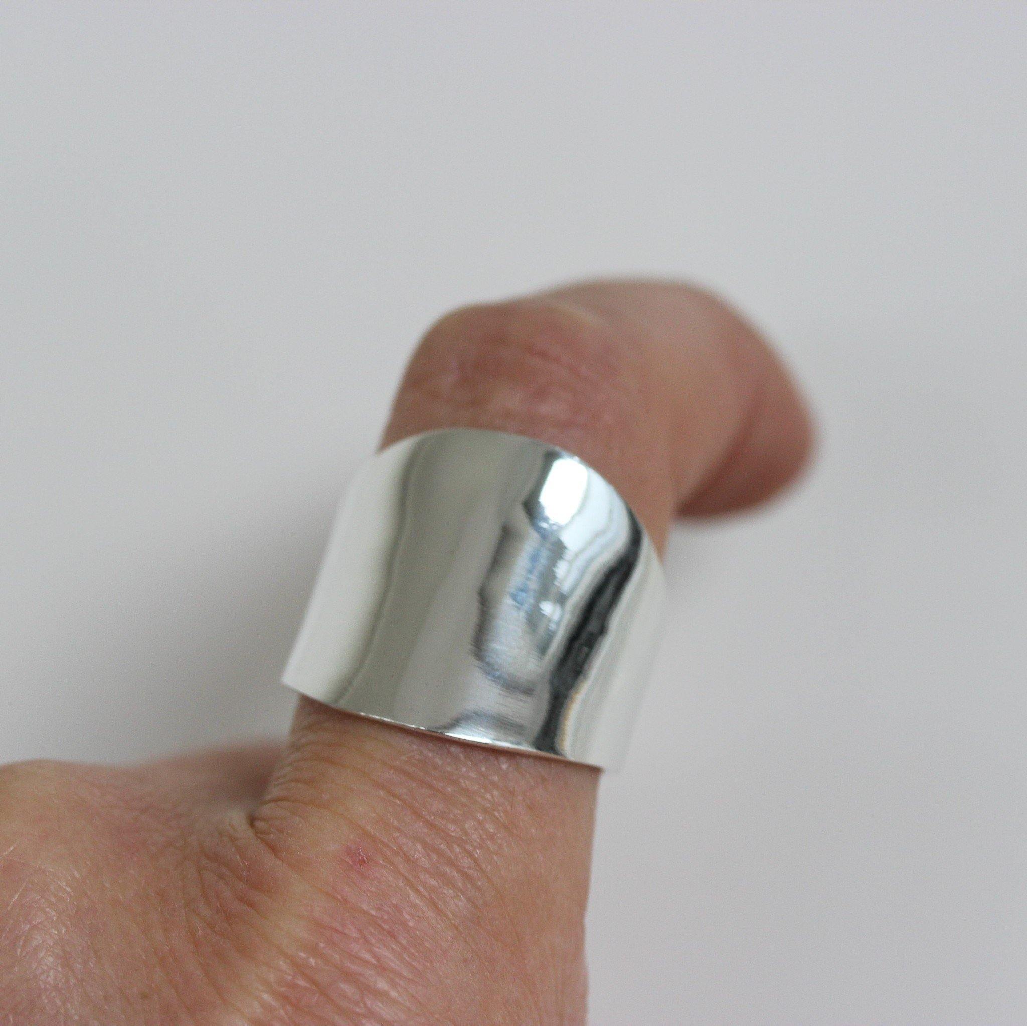 Sterling Silver Modern Contemporary Wide Band Ring - STERLING SILVER DESIGNS