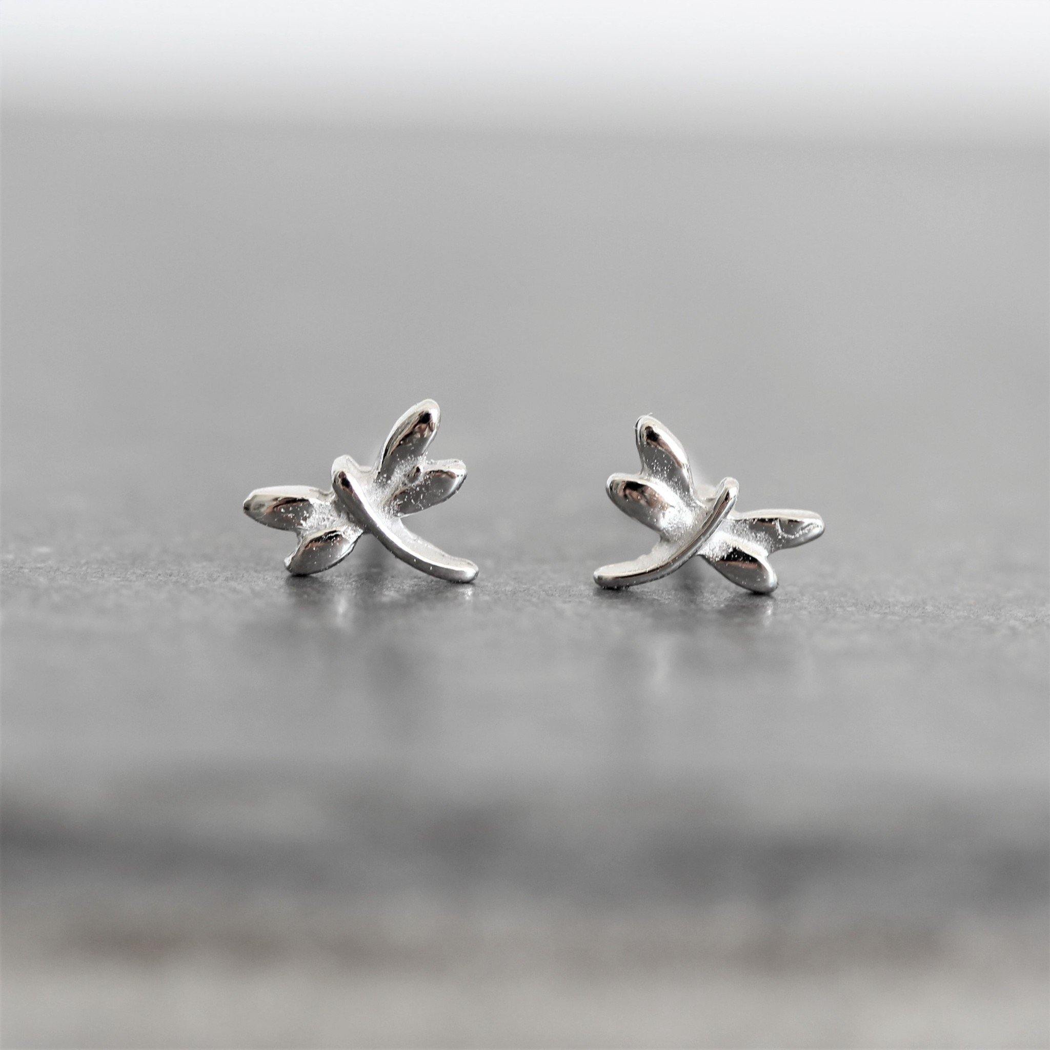 Sterling Silver Small Tiny Dragonfly Stud Earrings - STERLING SILVER DESIGNS