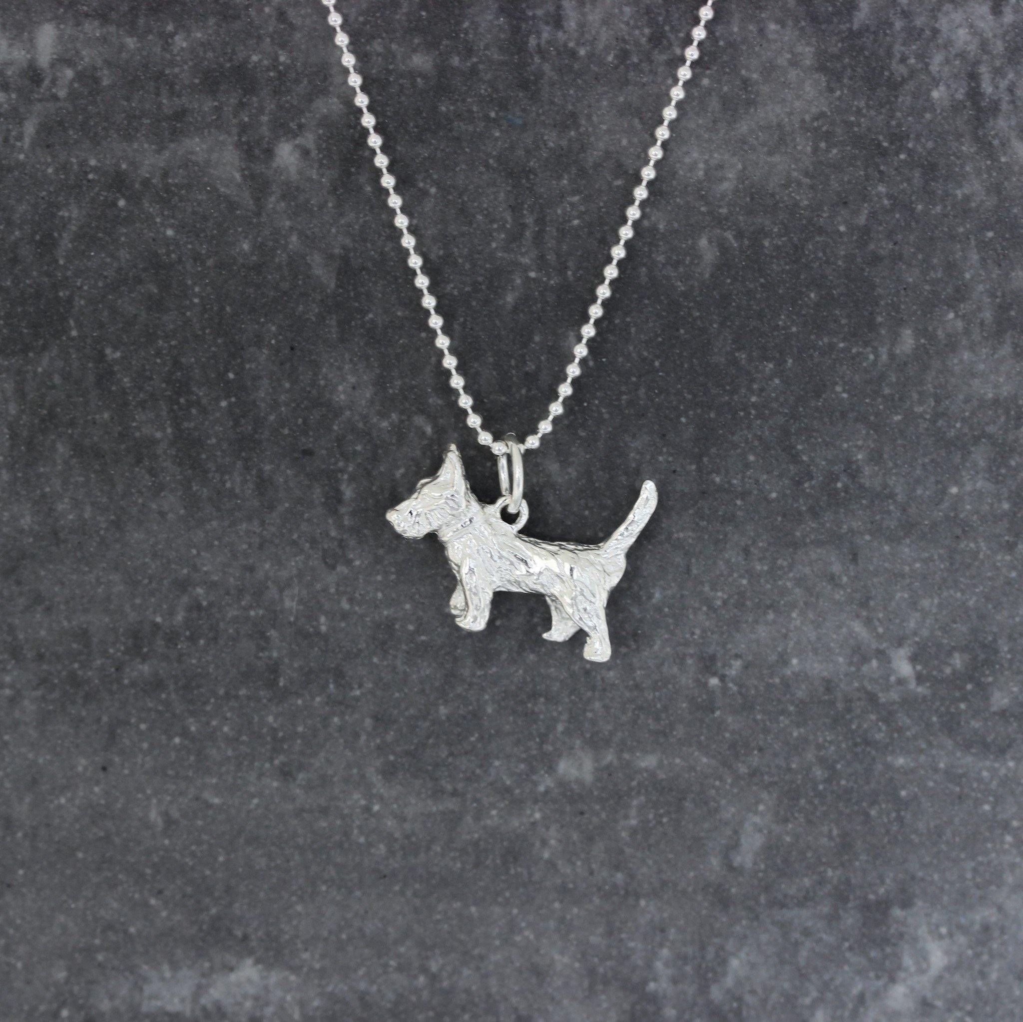 Sterling Silver 925 Scottish Terrier Dog Necklace 45cm Ball Bead Chain Necklace - STERLING SILVER DESIGNS
