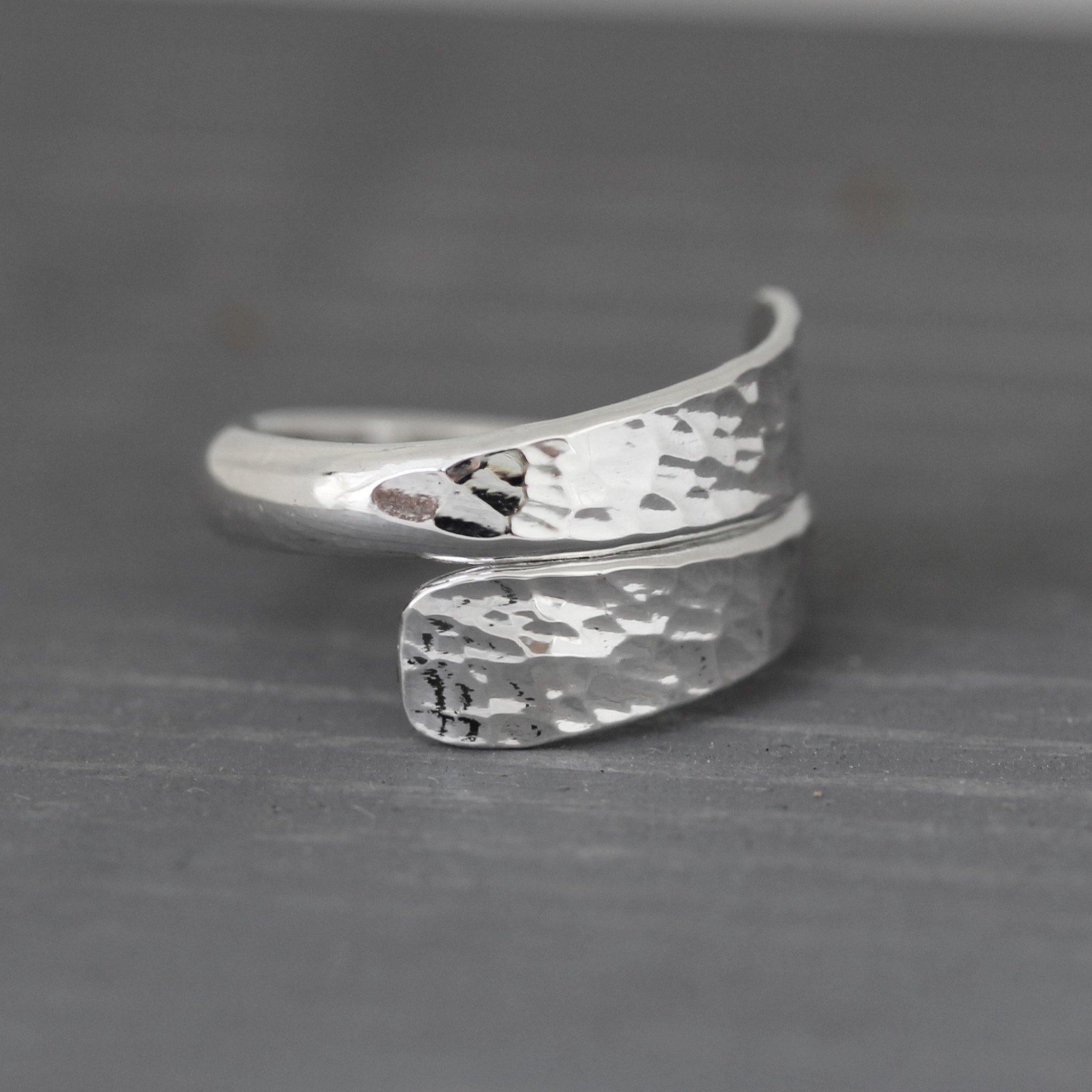 Sterling Silver Modern Contemporary Hammered Beaten Finish Ring - STERLING SILVER DESIGNS
