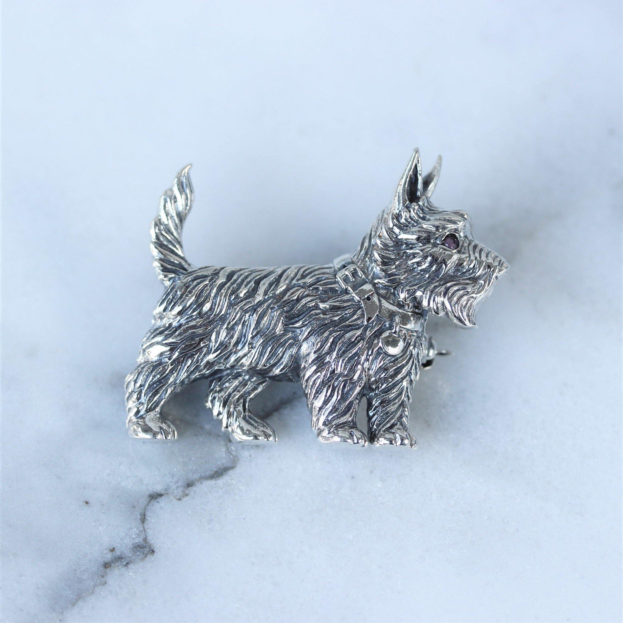 Sterling Silver Cairn Scottish Terrier Westie Scotty Dog Brooch Pin - STERLING SILVER DESIGNS