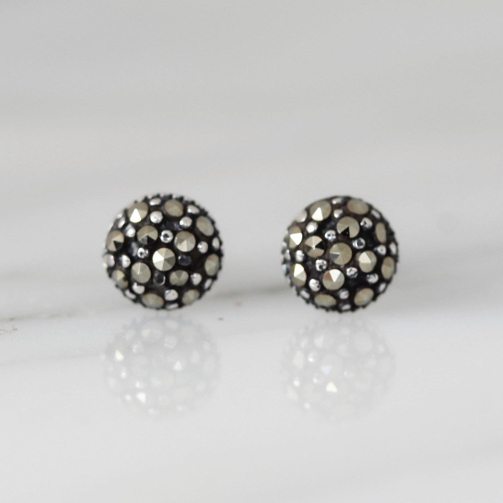 Sterling Silver Marcasite Small 5mm Round Stud Earrings - STERLING SILVER DESIGNS