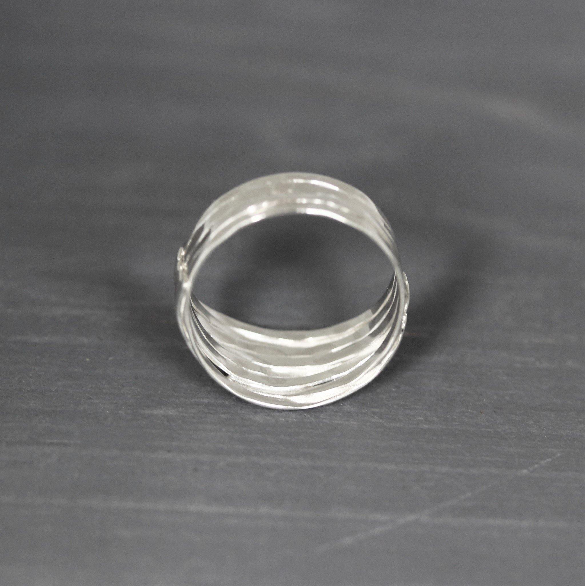 Sterling Silver Modern Hammered Beaten Conjoined Multi Ring - STERLING SILVER DESIGNS